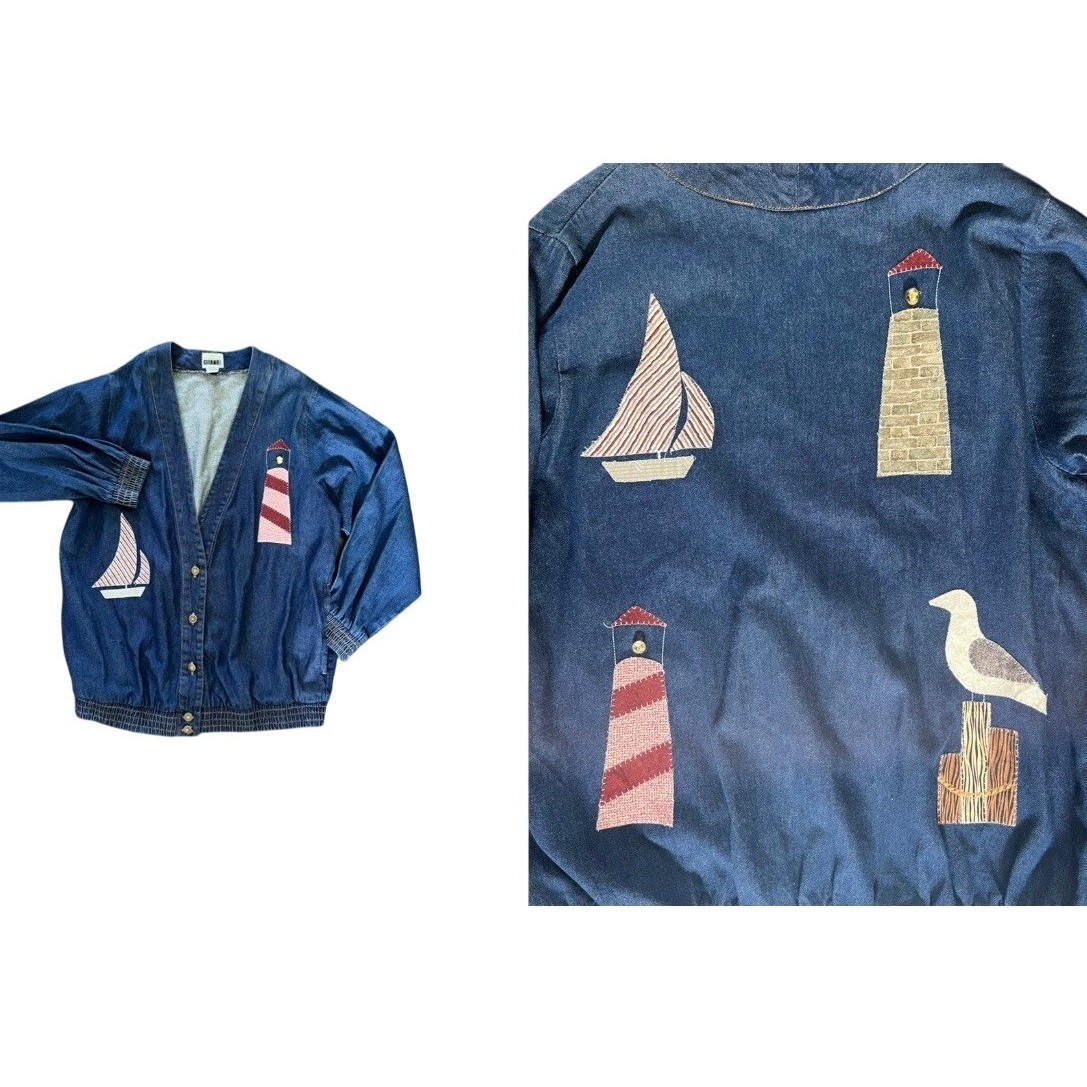 VTG Gitano Jacket Womens XL Denim Coat Cardigan Retro Grandma Core 80s 90s