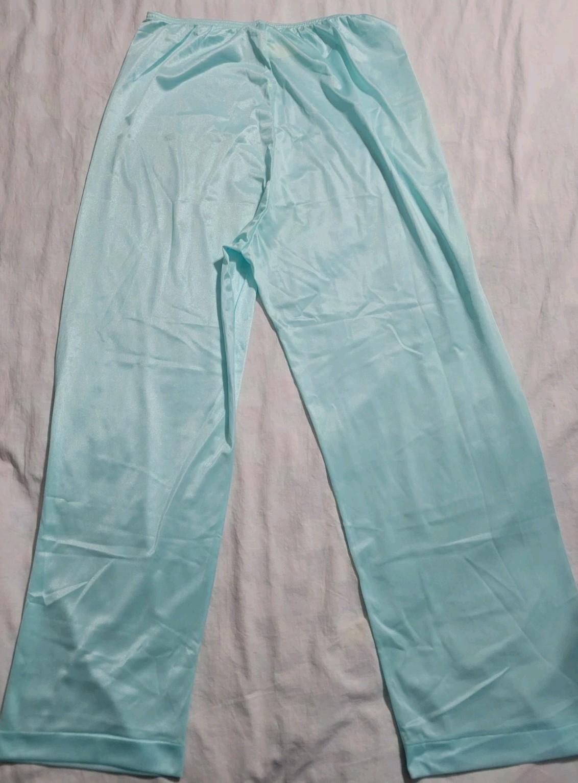 Vtg Pajama Set Aqua Blue Montgomery Ward 40/42 100% Nylon Button Up Lace NOS