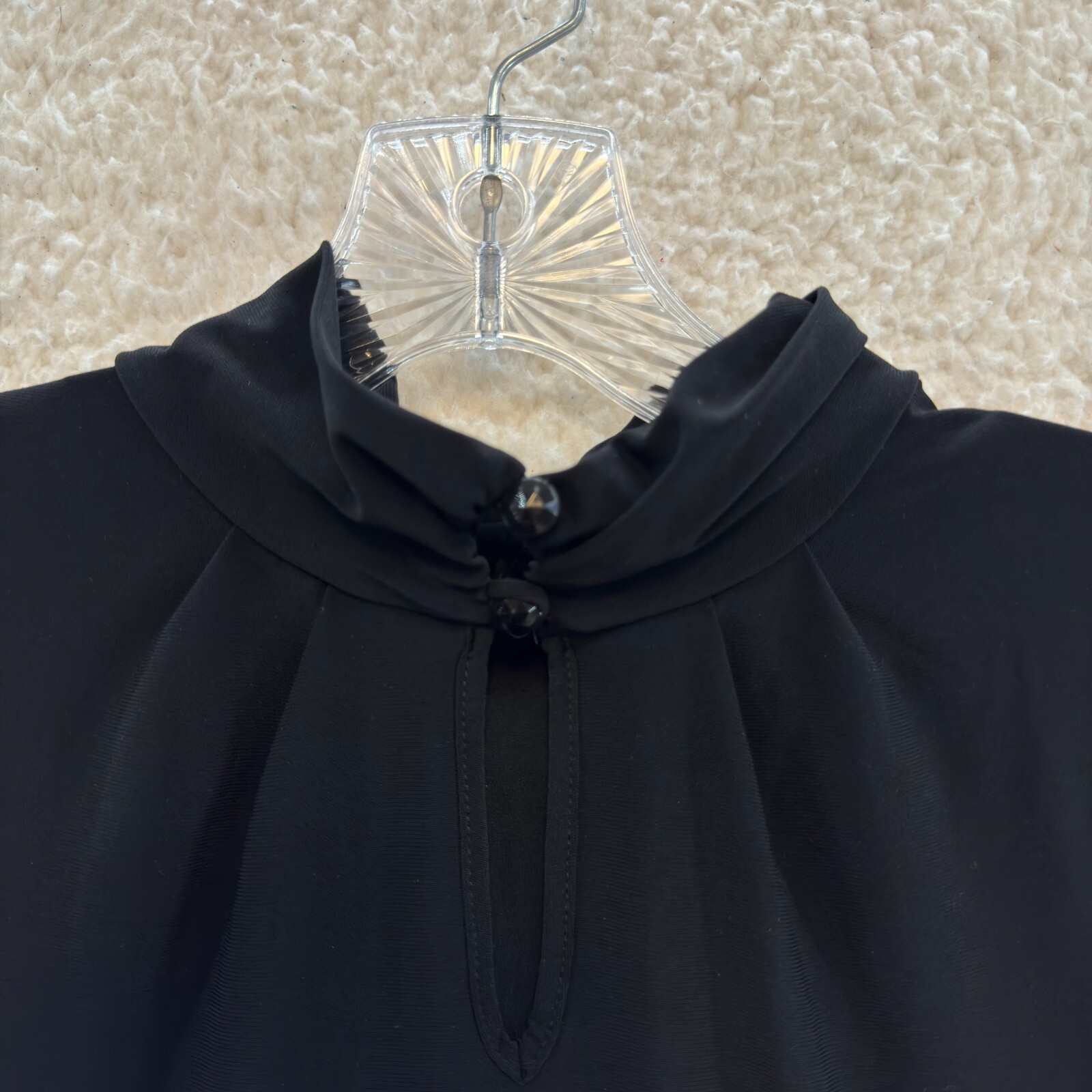 90s Y2K Vintage High Neck Top Large Black Stretch Mock Neck Corpcore Office