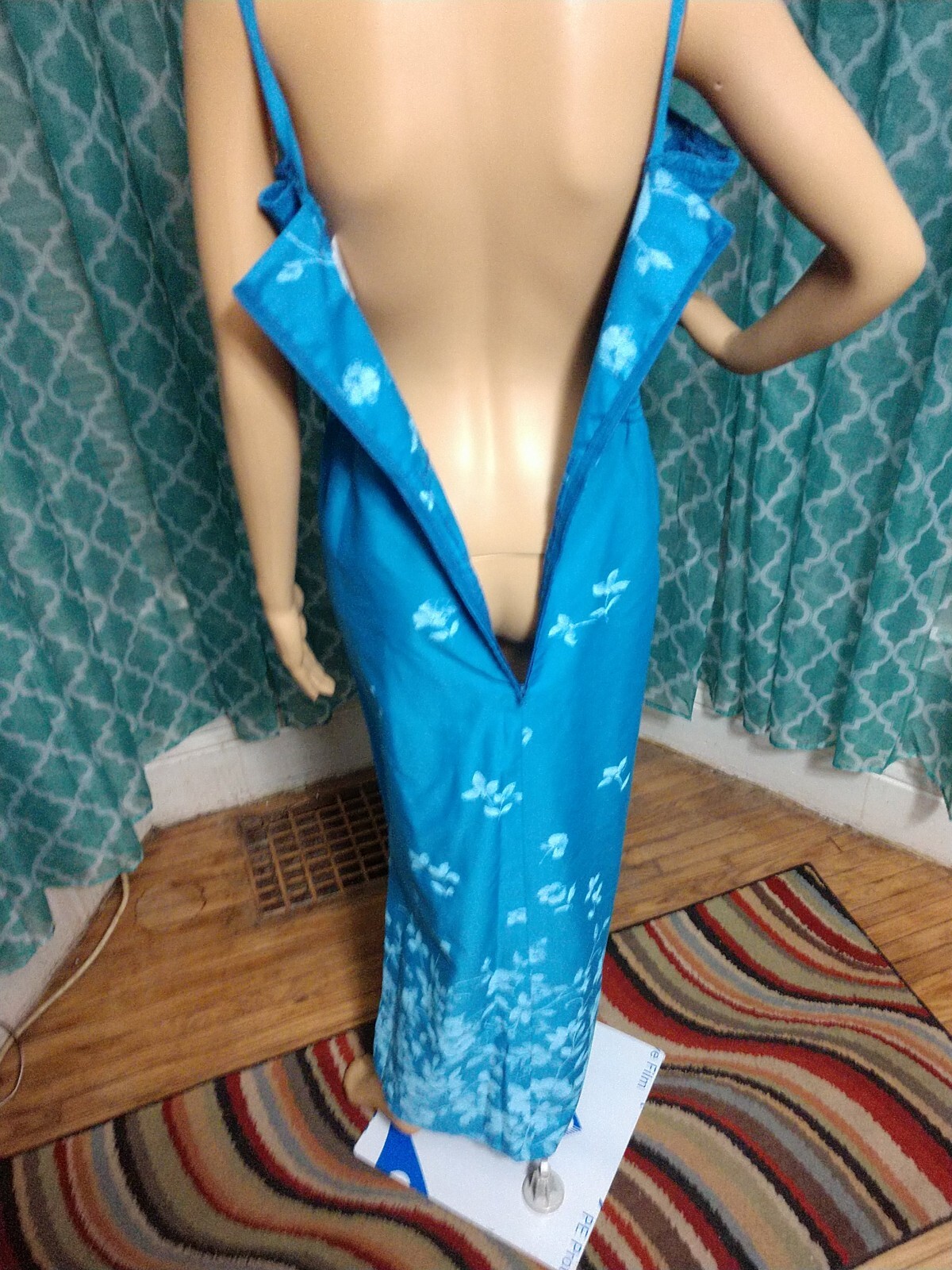 Vintage 1970s bright Blue Maxi Sundress “Young Hawaii”