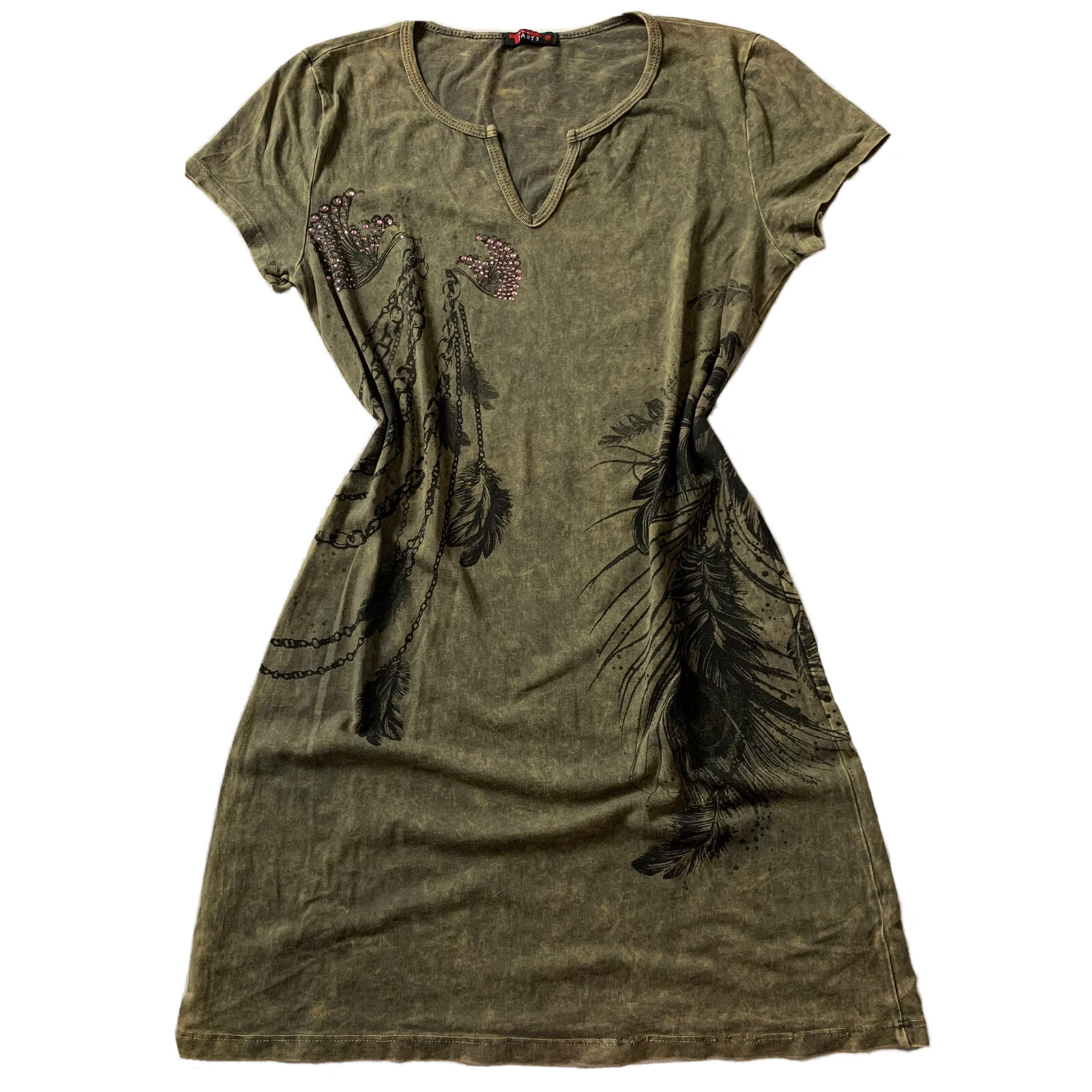 vtg 2000s ed hardy shirt dress y2k rhinestone embellished bodycon mini dress
