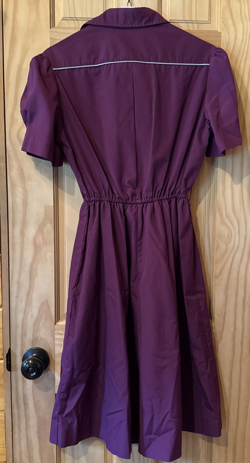 RARE VINTAGE 1970’s Plum COTTON Blend WAITRESS UNIFORM DRESS