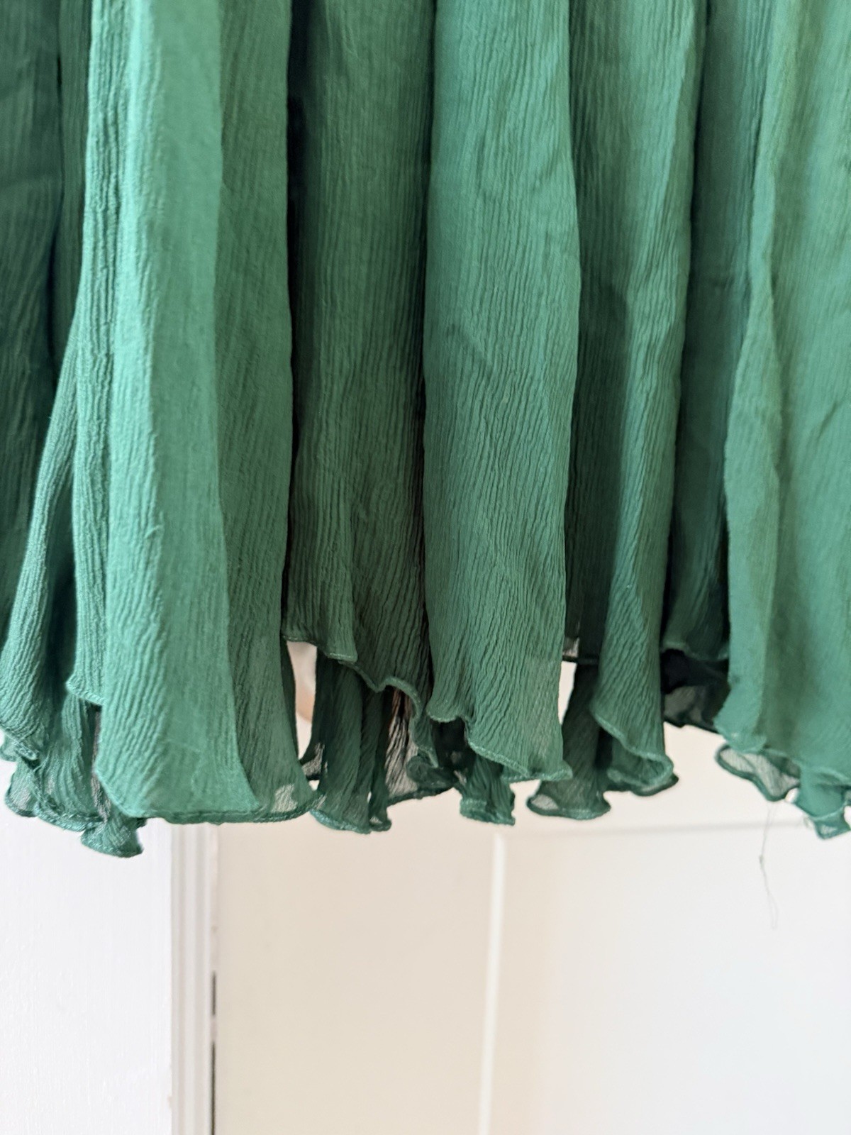 Vintage 1930s Emerald Green Silk Chiffon Lace Gown Bias Cut Sheer Slip Dress S M