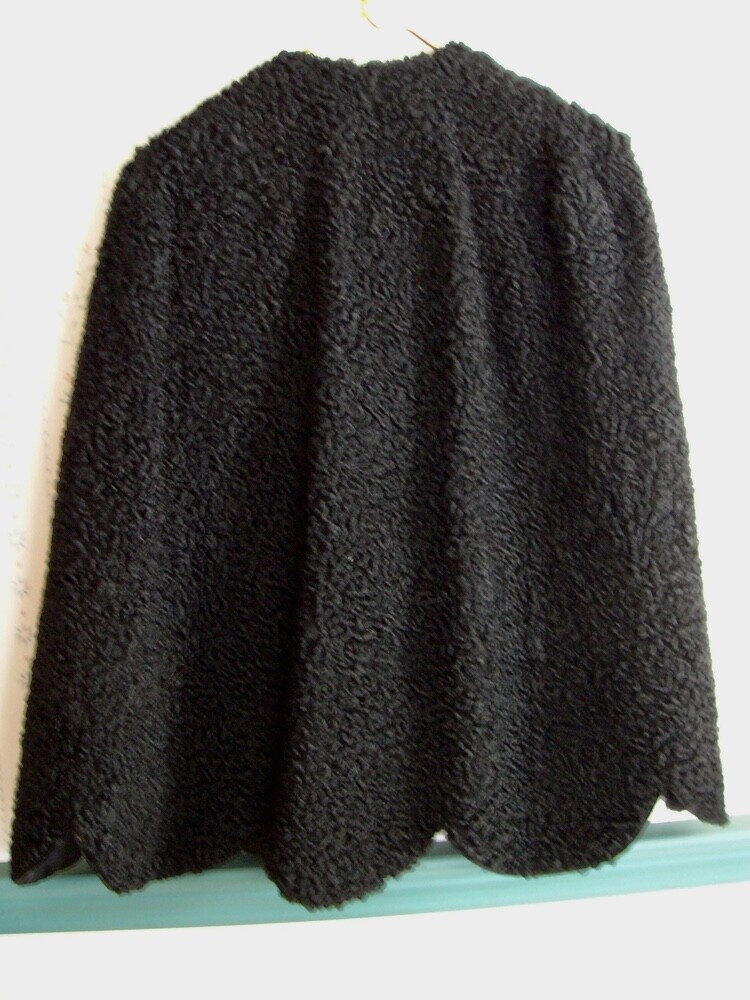 Vintage Florence Rosenberg Curly Persian Lambs Wool Scalloped Hem Cape Exc Cdn