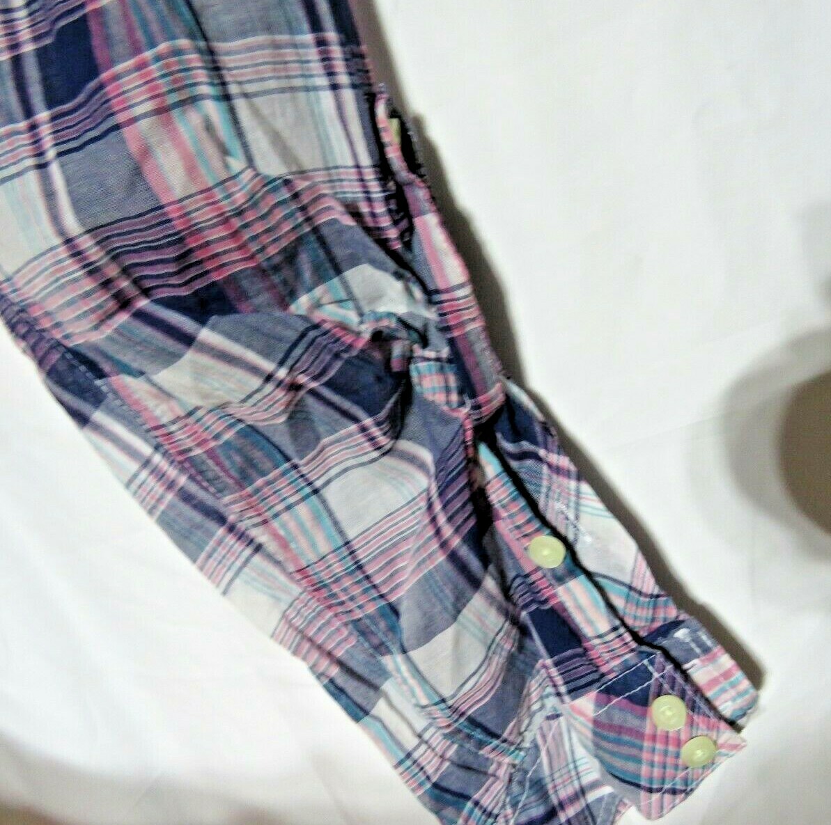 Torrid Button-Up Blouse -RN 120684 -Size 1- 100% Cotton-Blue/Purple/Pink Checker