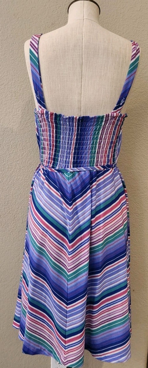 VTG 70s Walden Petites Striped Adjustable Strap M/L Dress Detachable Belt