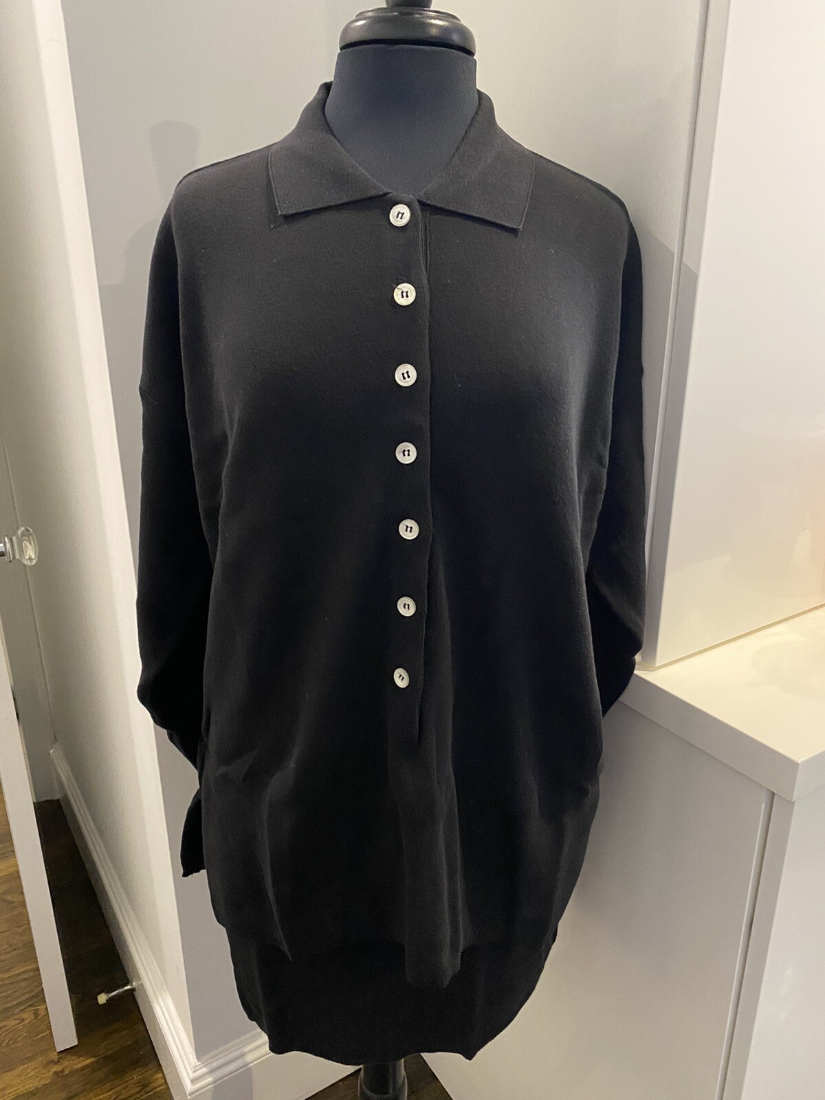 80’s Victoria Secret Moda International Black Collar Knit Shirt & Skirt Set M/L