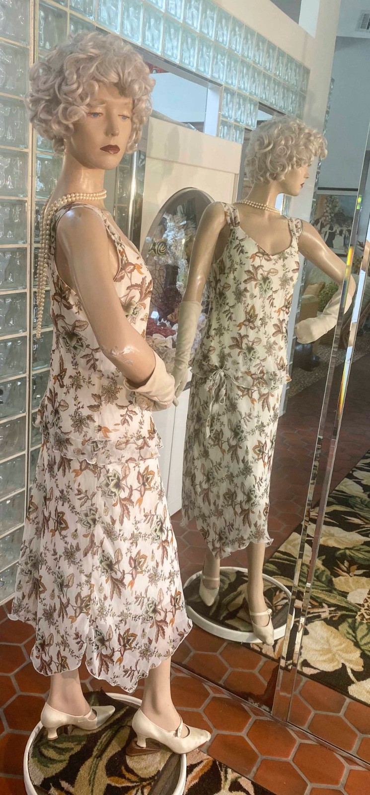 VTG 1990s copies 1920s- Floral Drop Waist Dress size 12 Fapper Gatsby