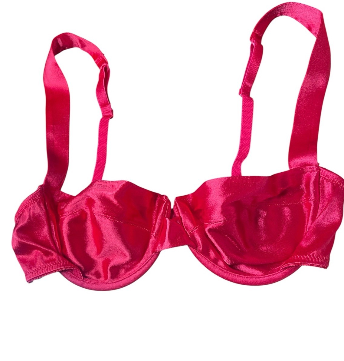 Vintage Victoria’s Secret Gold Label Second Skin Satin Bra 34B Red Made In USA