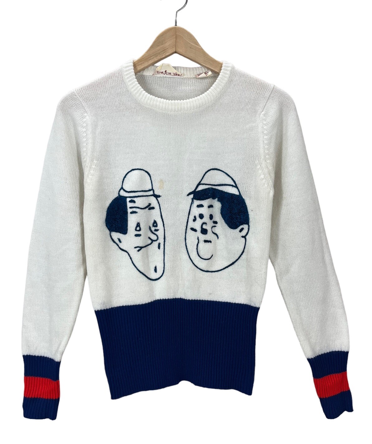 Vintage 70s Laurel & Hardy Embroidered Women’s Sweater Small