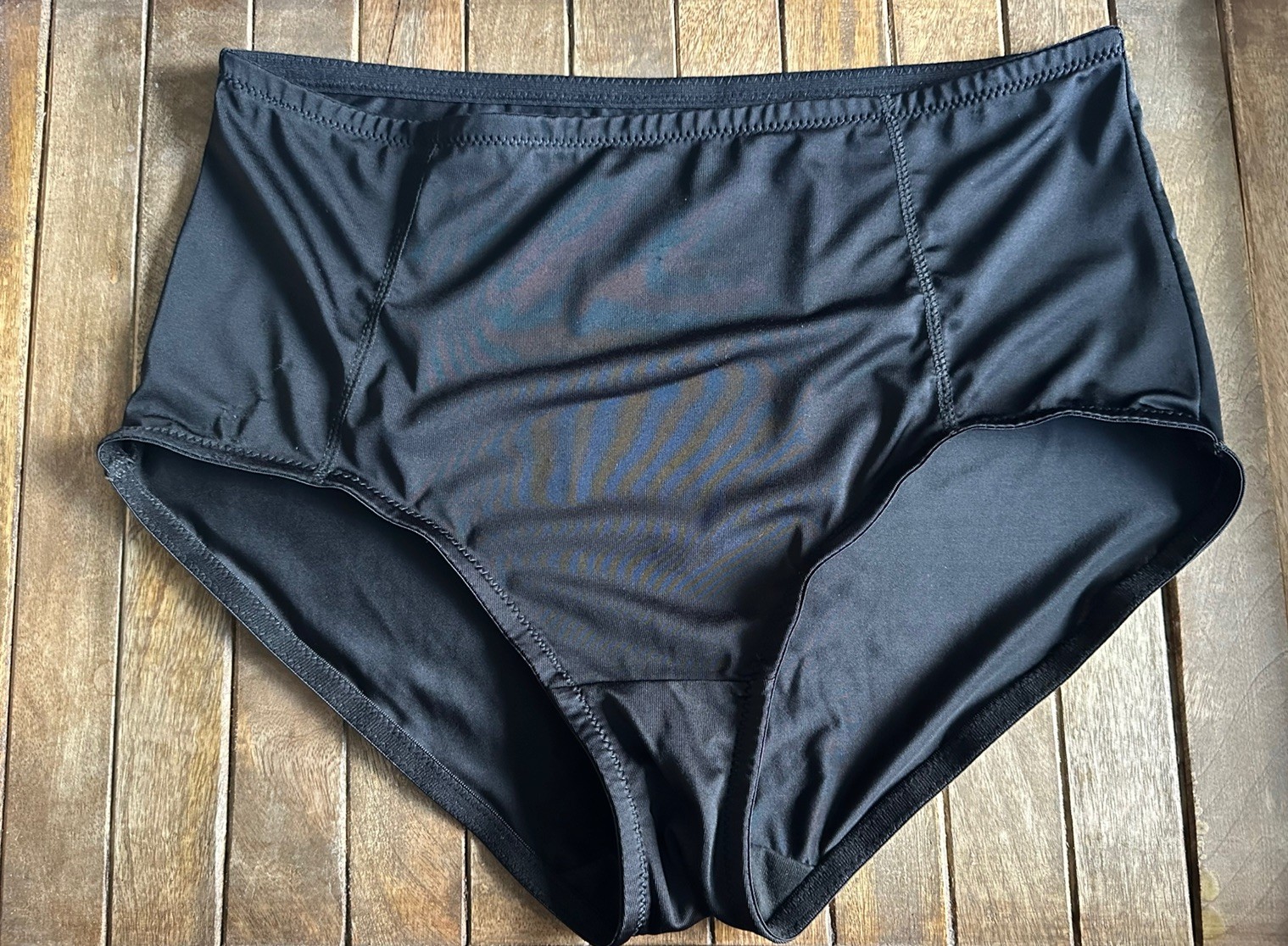 Vtg FIT 1X Black Slimmer Silky Brief Panties Panty