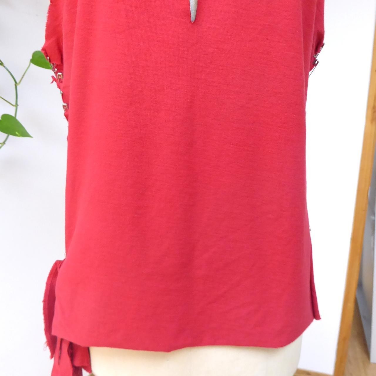 Vintage 2000s Y2K Red handmade distressed safety pin tank top punk rocker sz XL
