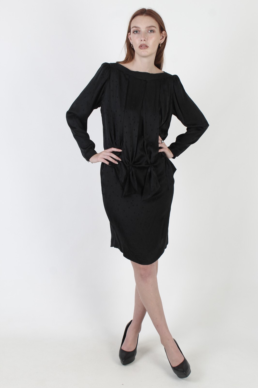 Vtg 80s Designer Umi Collections Anne Cummins Dress Silk Cage Avant Garde Party