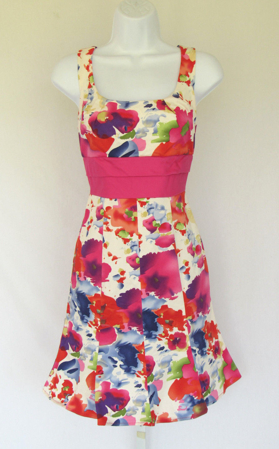 VINTAGE 1990s ALYN PAIGE FLORAL DRESS SIZE 7/8 COTTON SPANDEX LINED BUST