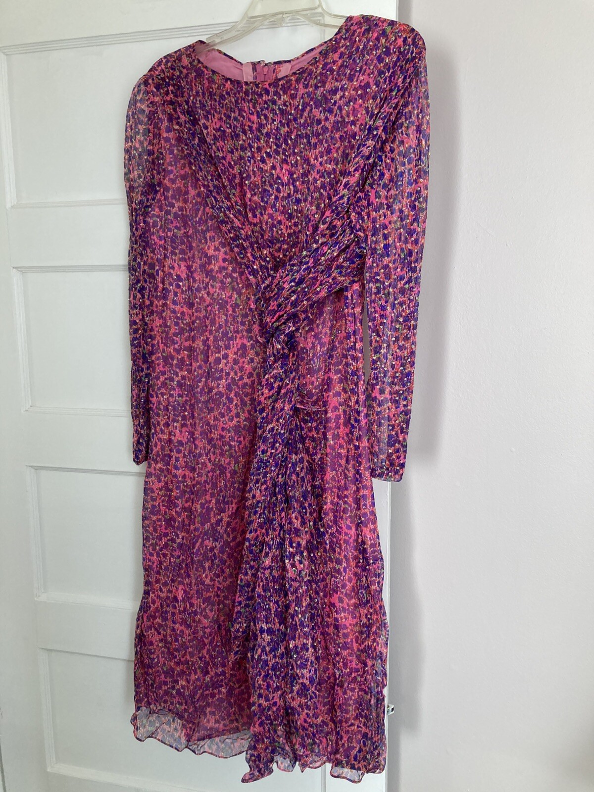 Sara Fredrick’s 1960s Vintage Pink Glitter Versatile Silk Wraparound Scarf Dress