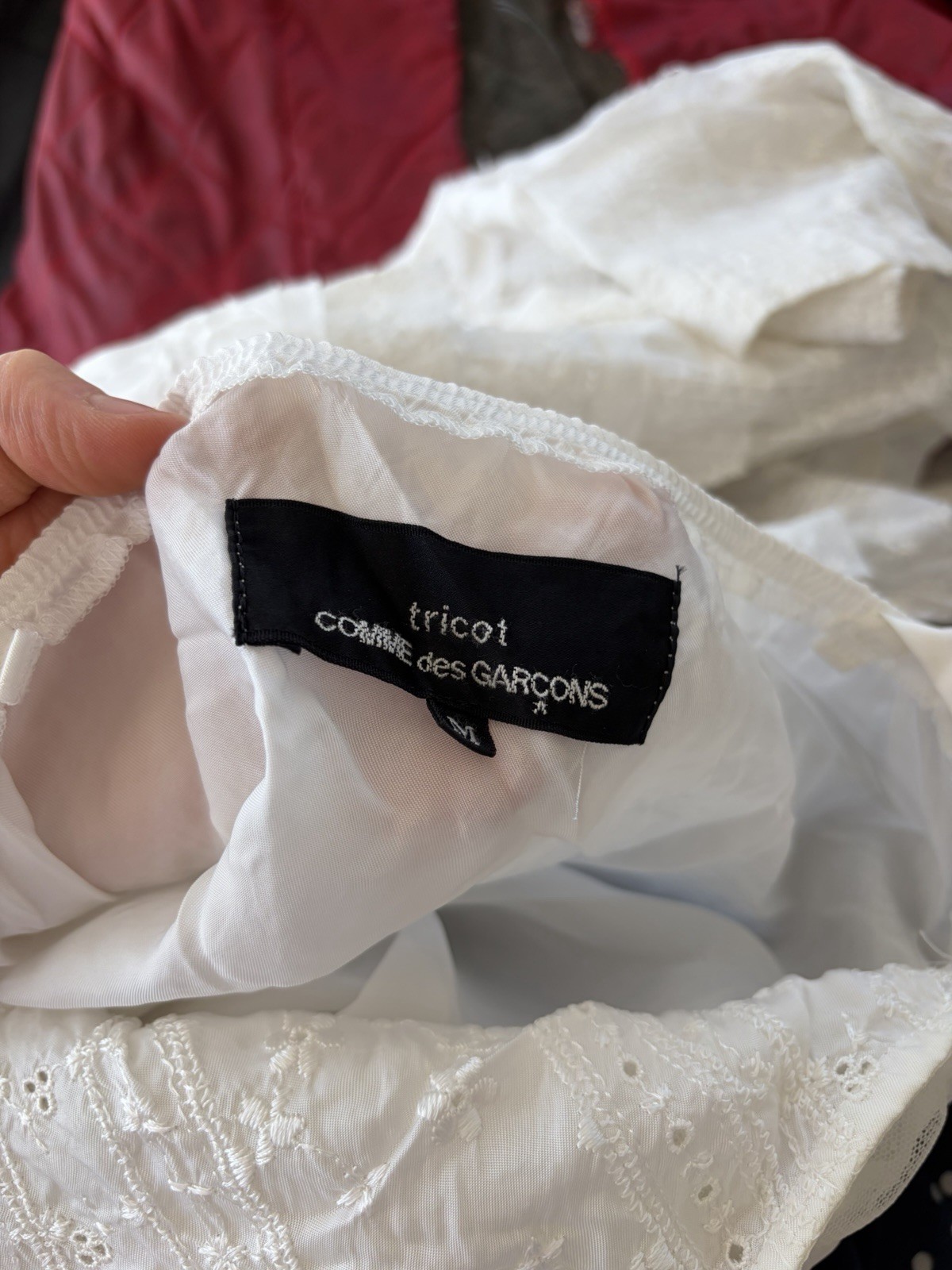 tricot COMME des GARCONS White Lace Trim Slip Dress, Size M Regular