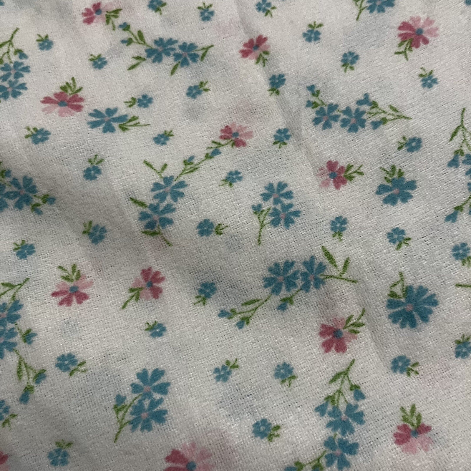 Floral Night Gown Mistra Vintage Acetate Nylon Blend Lace Trim Size Medium Blue