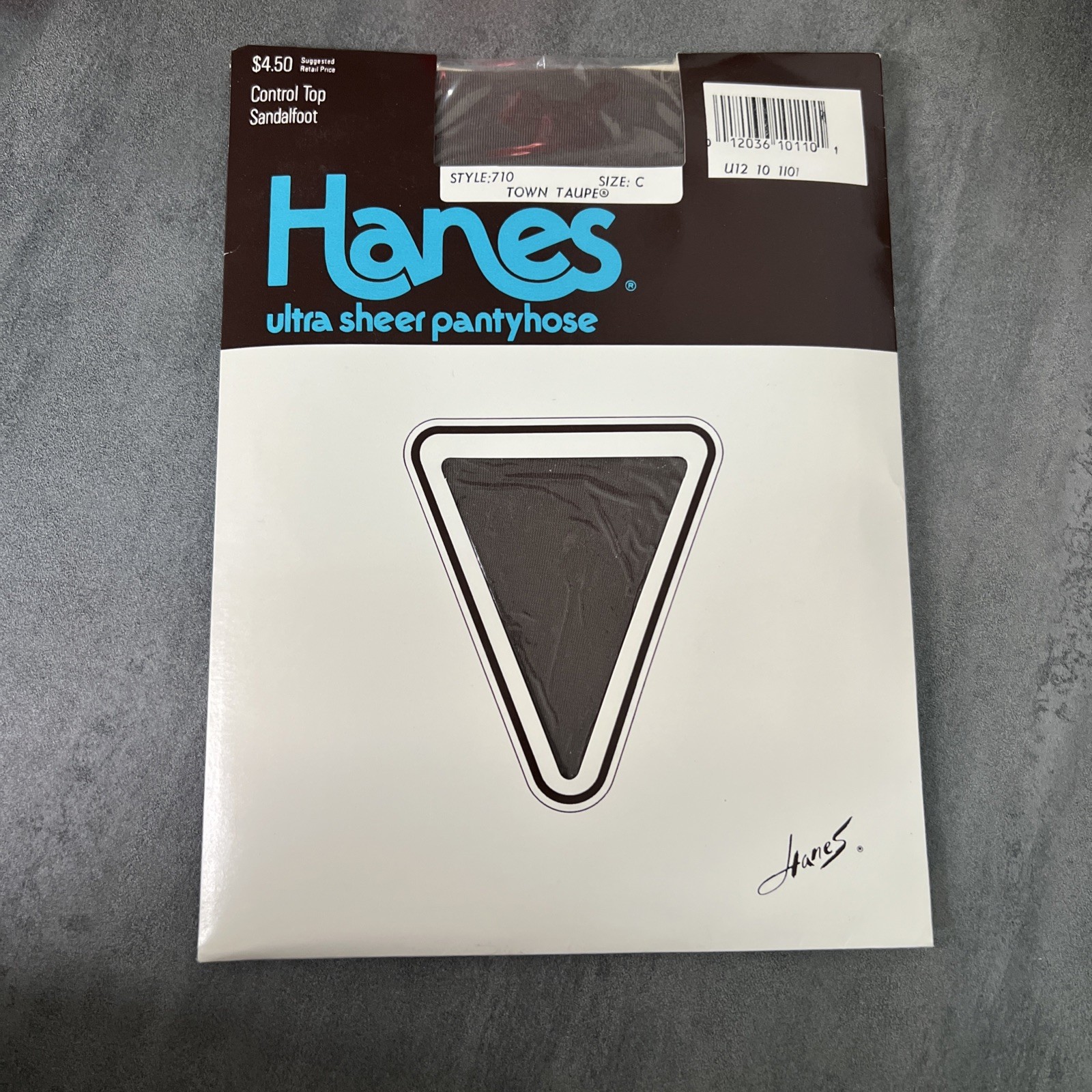Vtg 1987 Hanes Ultra Sheer Pantyhose Town Taupe Sandalfoot Style 710 Size C