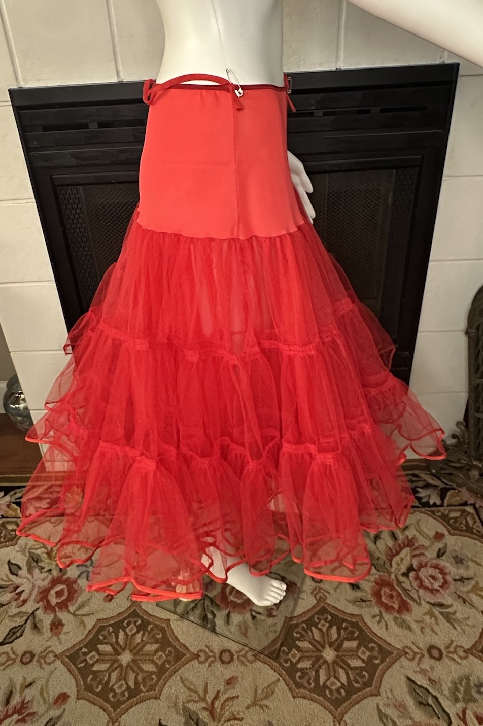 Vtg Red Malco Modes Western Square Dance Petticoat Crinoline Womens Medium USA