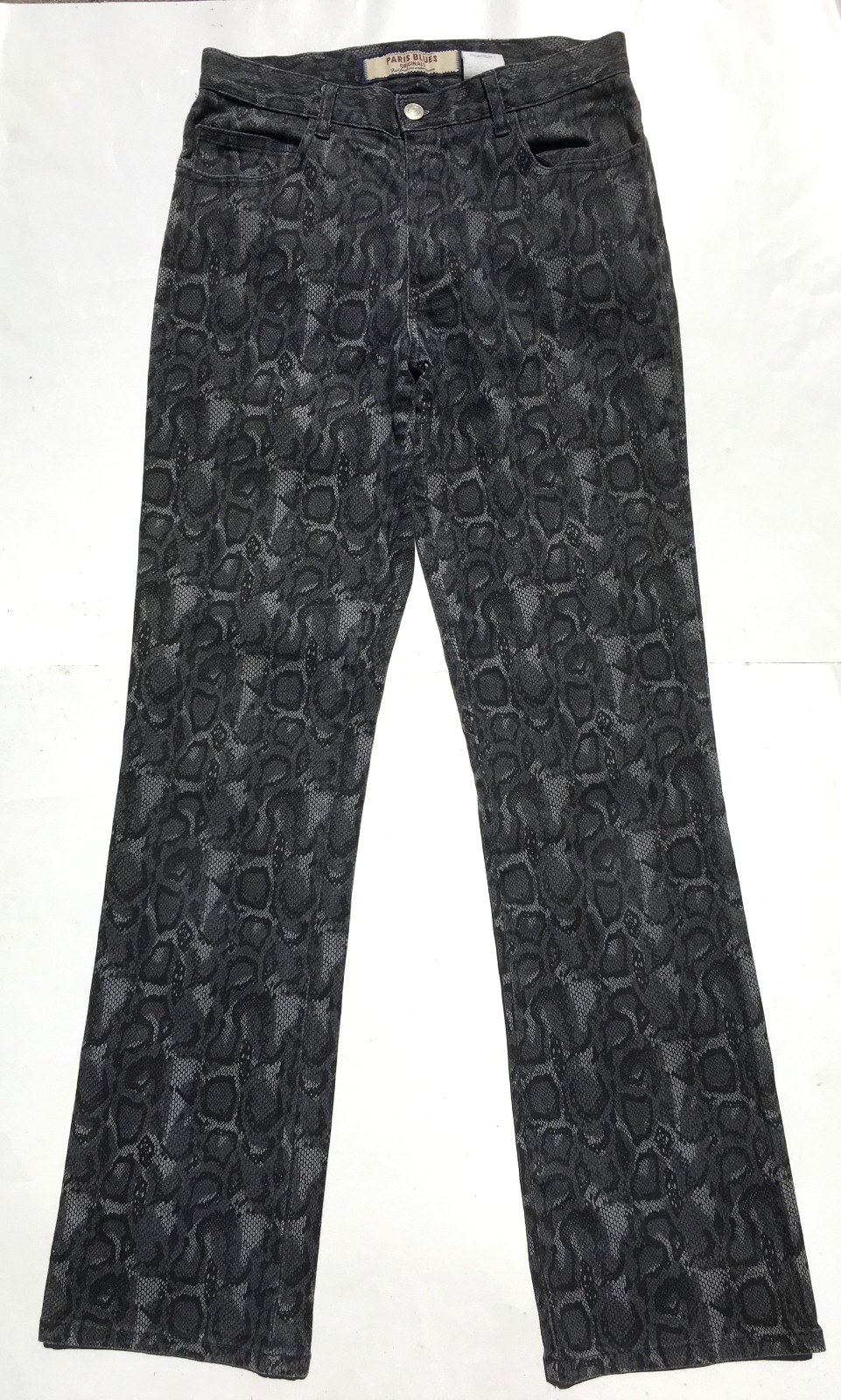 Vintage Y2K Paris Blues Black & Gray Snakeskin Animal Print Pants Stretch Size 7