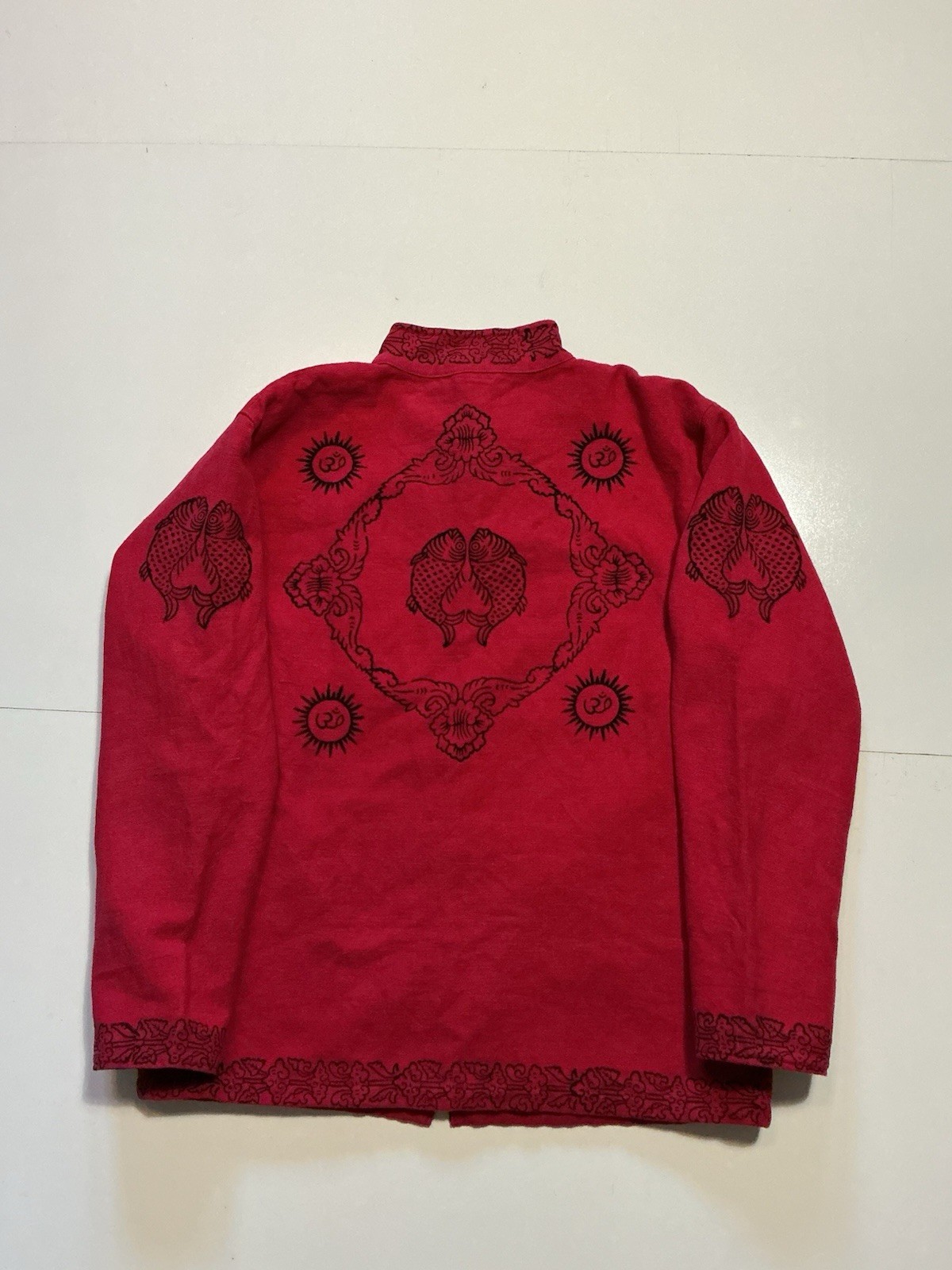Vintage Ganesh Himal Trekking & Trading Co. Nepal Fish Red Oriental Tang Jacket