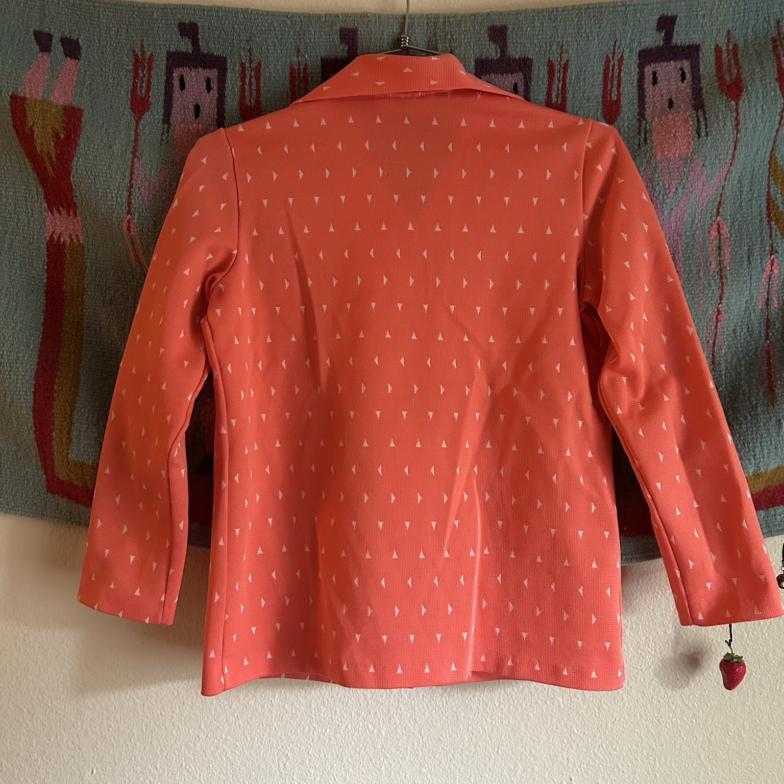 Vintage 70’s NPC Fashions Dagger Collar Triangle Salmon Orange Shirt Shacket M