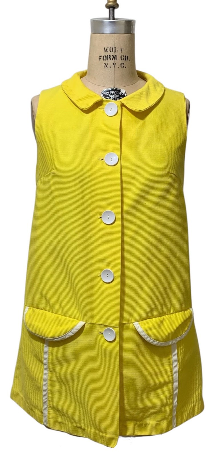 COLE of CALIFORNIA Vintage 60s Yellow Mod Sleeveless Shift Dress – Sz S