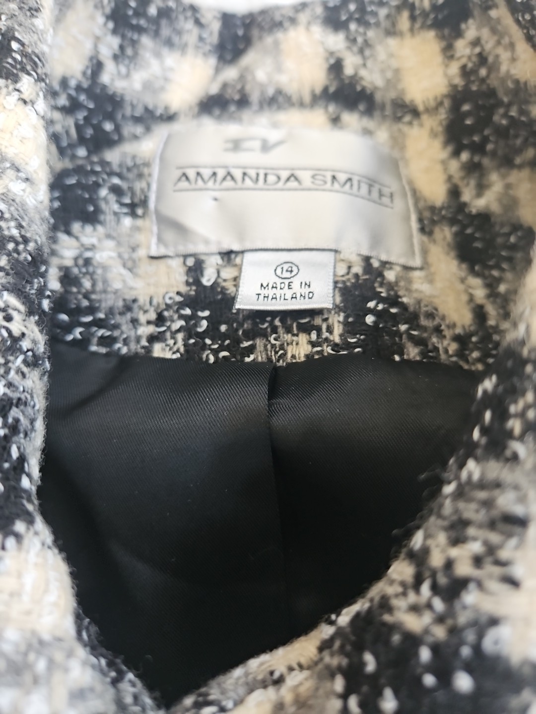 Amanda Smith Yellow & Black Plaid Wool Blend Blazer Sz 14
