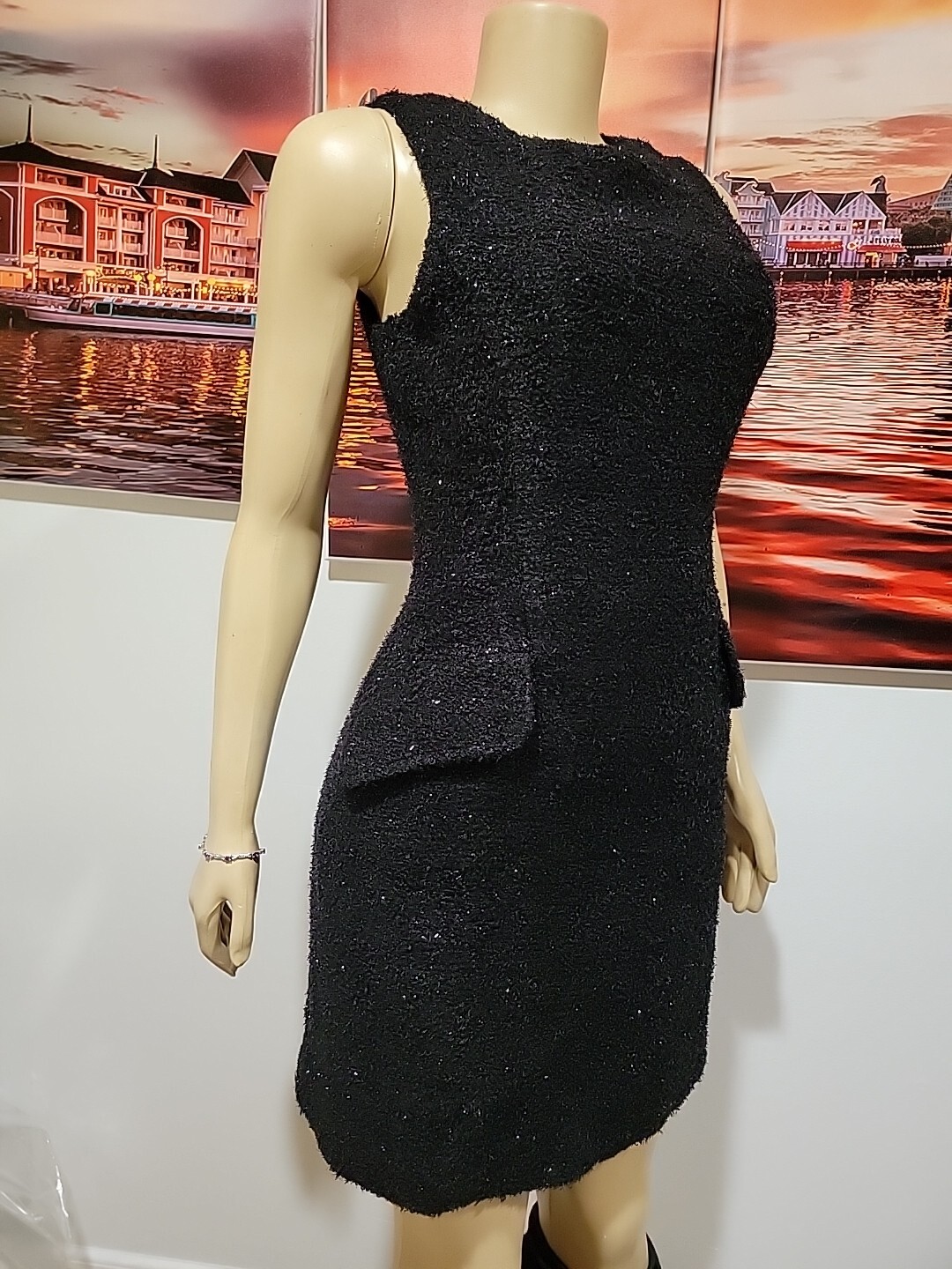 Patrick Cox Wannabe Vintage 90’s 48/12 Black, Furry Textured, Party Dress #C