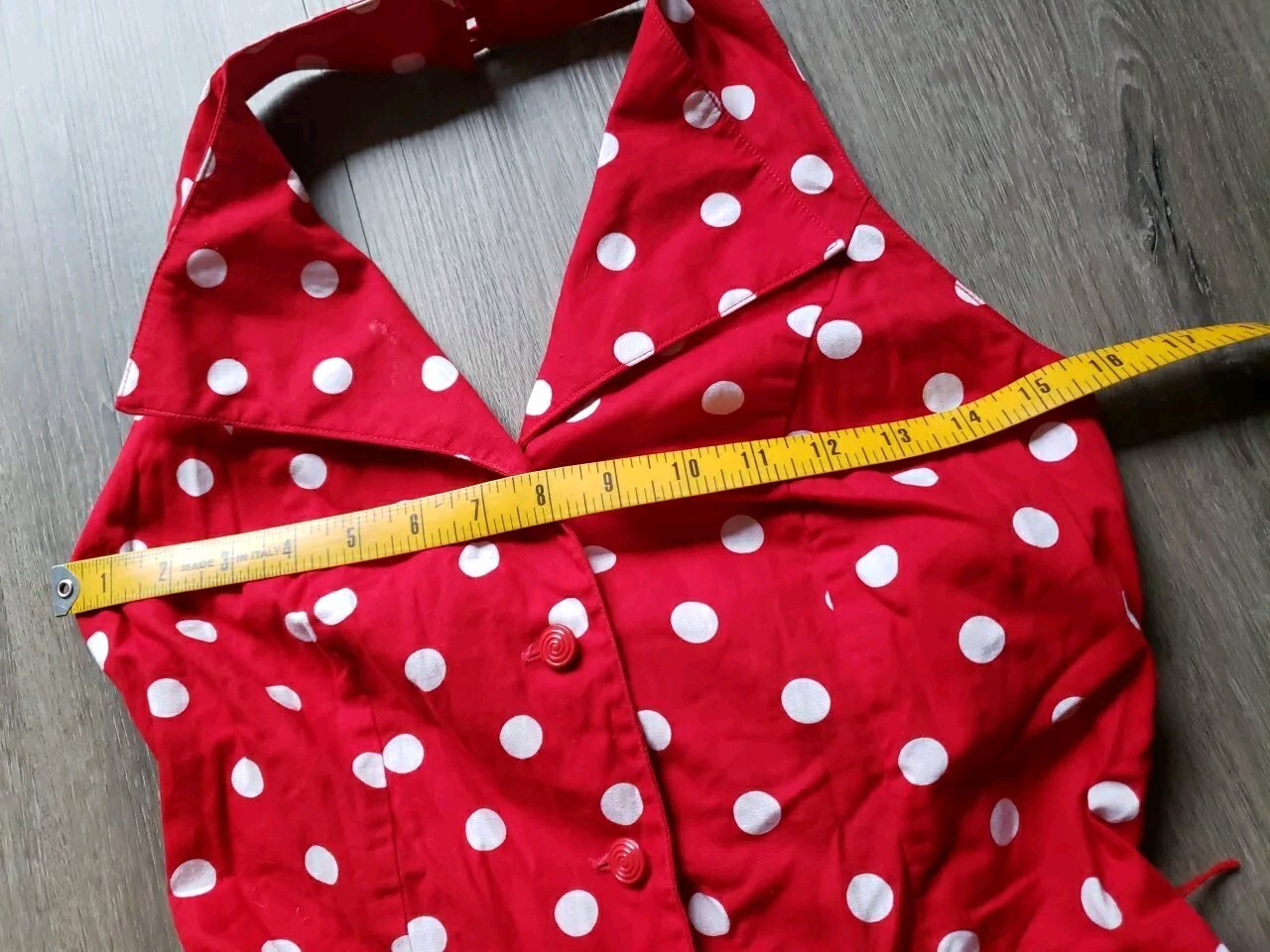 VTG 80s/50s Robbie Bee Red Polka Dot Halter Dress Sz 12 Halloween Pinup Costume