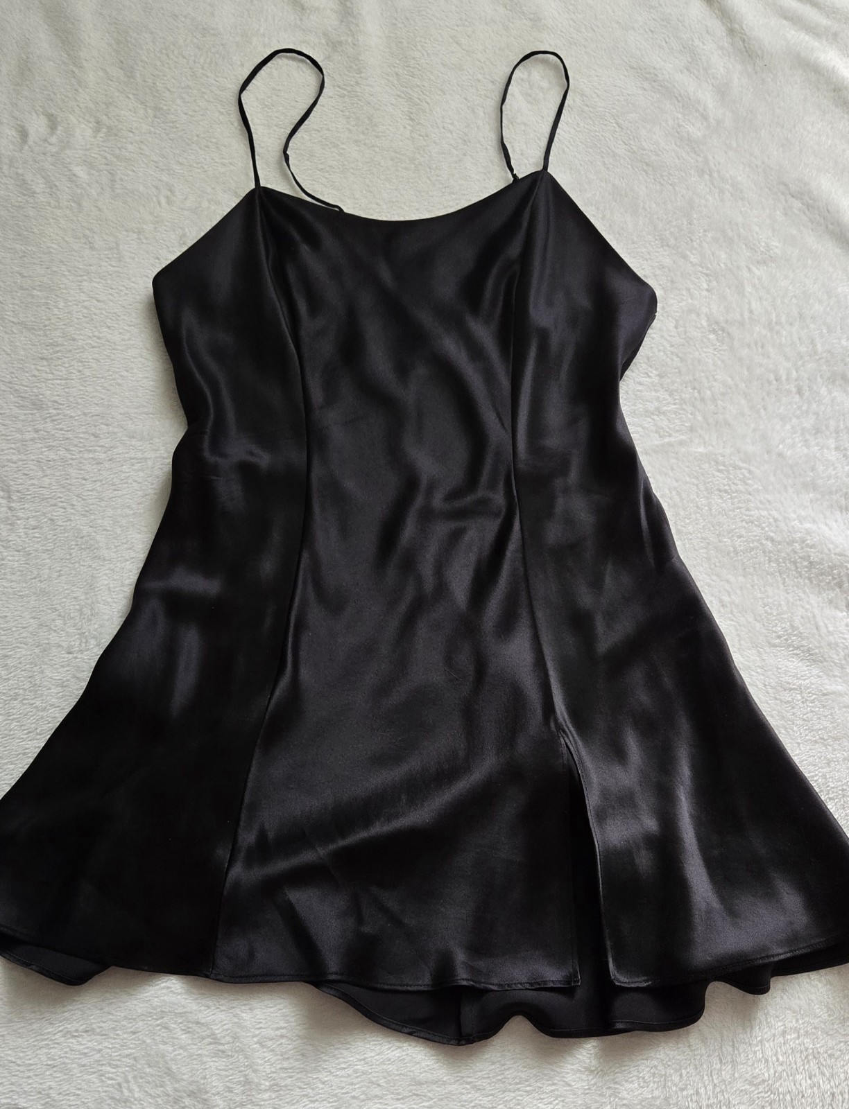 Victorias Secret 100% Silk Black Front Slit Scoop Neck Camisole S