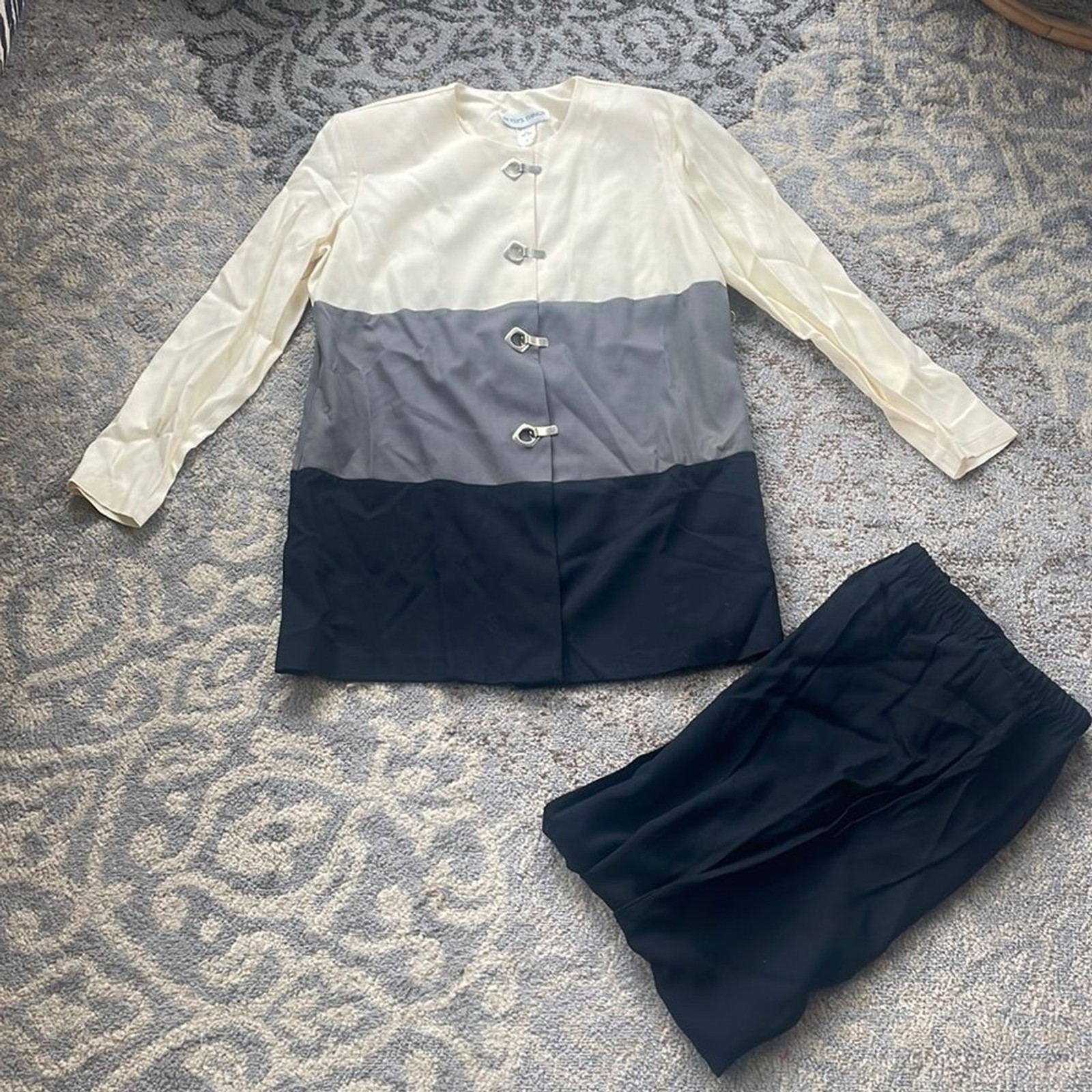 Betsy’s Things Vintage Two Piece Pantsuit Set Color Block 14