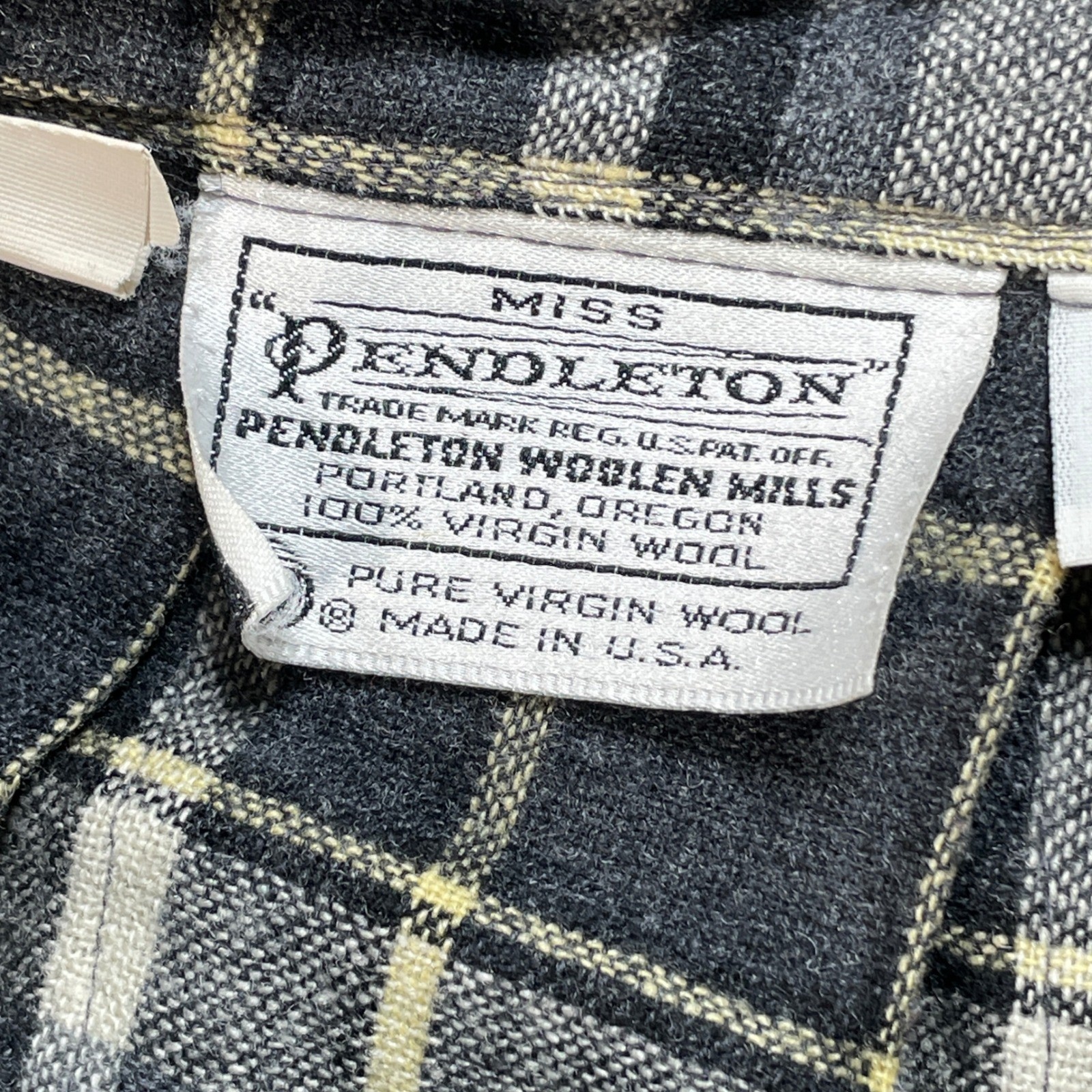 Miss Pendleton Women’s 14 Wool Plaid Pleated Midi Skirt Vintage Grey Black