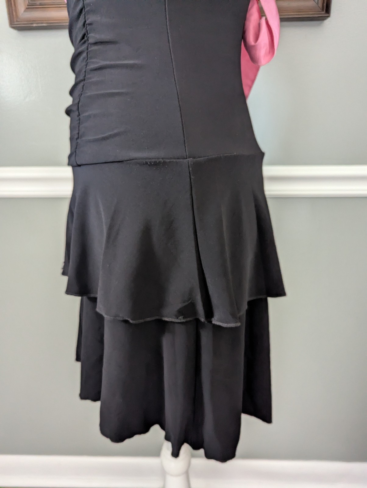Vtg 90s Taboo Dance Formal Stretch Ruffle Bodycon Ruched Babydoll Mini Dress
