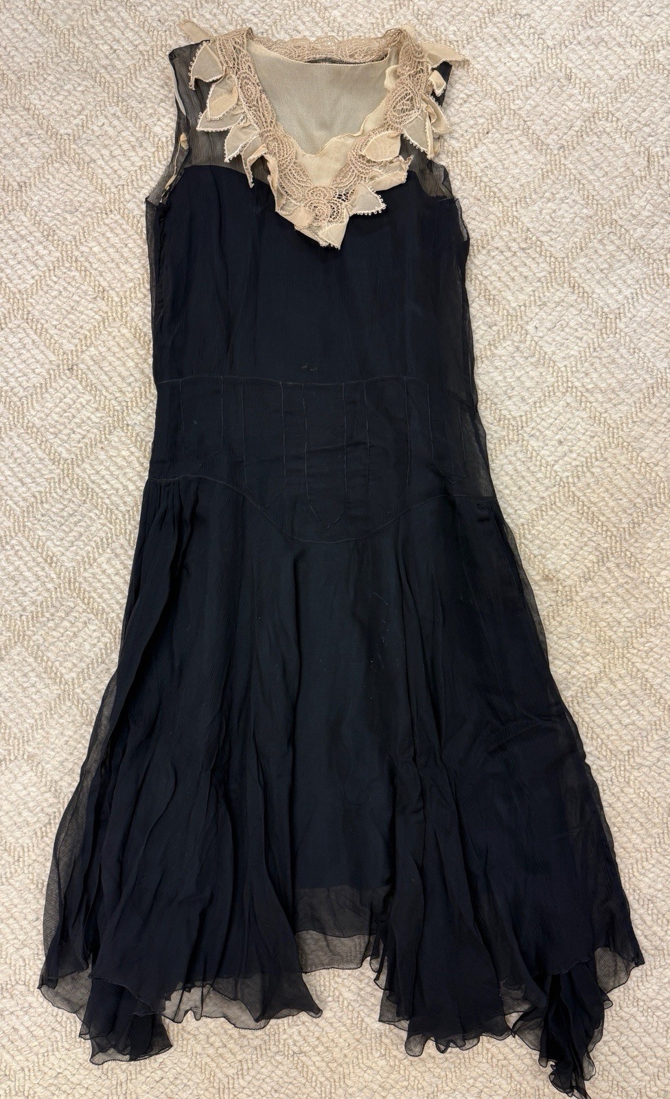 Antique silk chiffon mourning dress early 1900’s