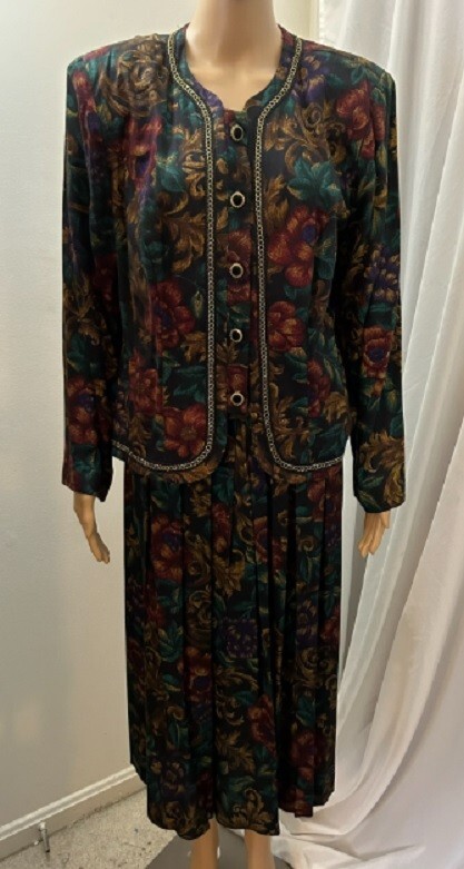 JESSICA HOWARD Vintage 80s EUC Women’s Size 14 Midi/Maxi Skirt & Jacket Top Set