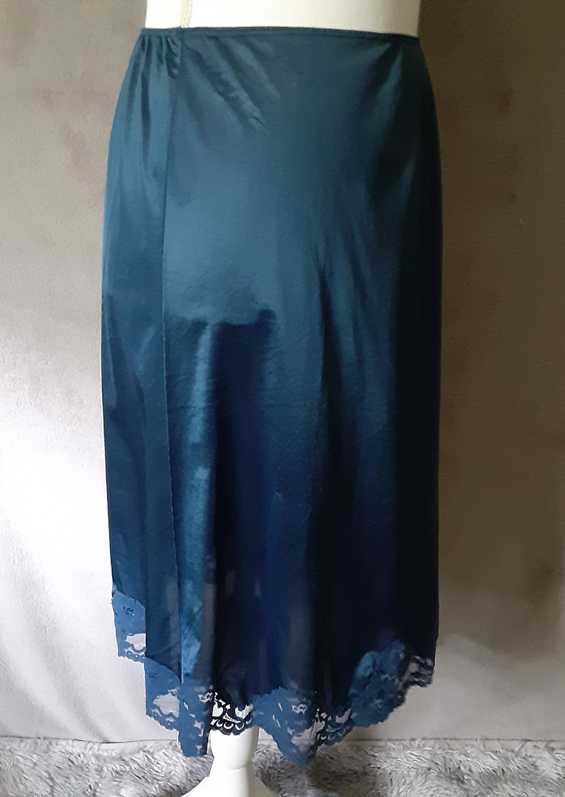 Vintage Half Slip Blue Nylon Small Dixie Belle Lace Trim Hem Antron III USA Made