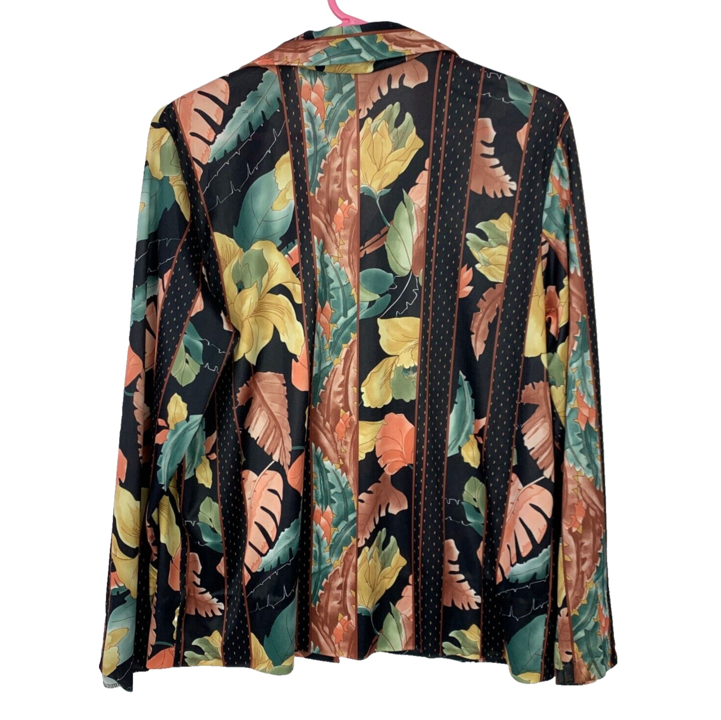 Vintage 70s Village Fair Abstract Floral Slick Button Up Shirt Bust 42″