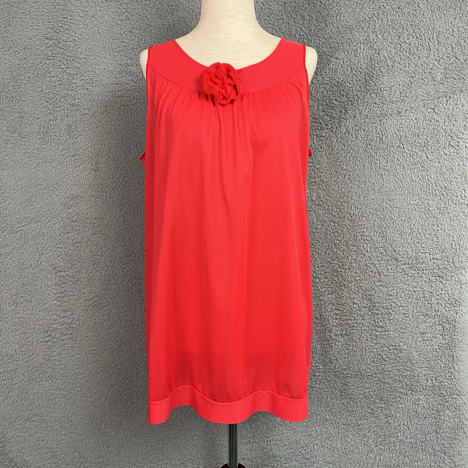 VTG Texsheen Short Babydoll Nightie Red Rosette Nylon Mid Century Fits S/M 60s
