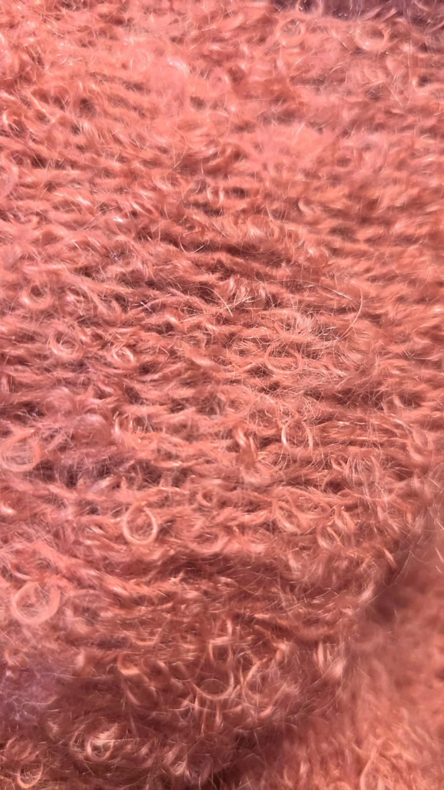 1950 Vintage Salmon Bubbly Boucle Cardigan Sweater Embroidered Pom Pom Flowers