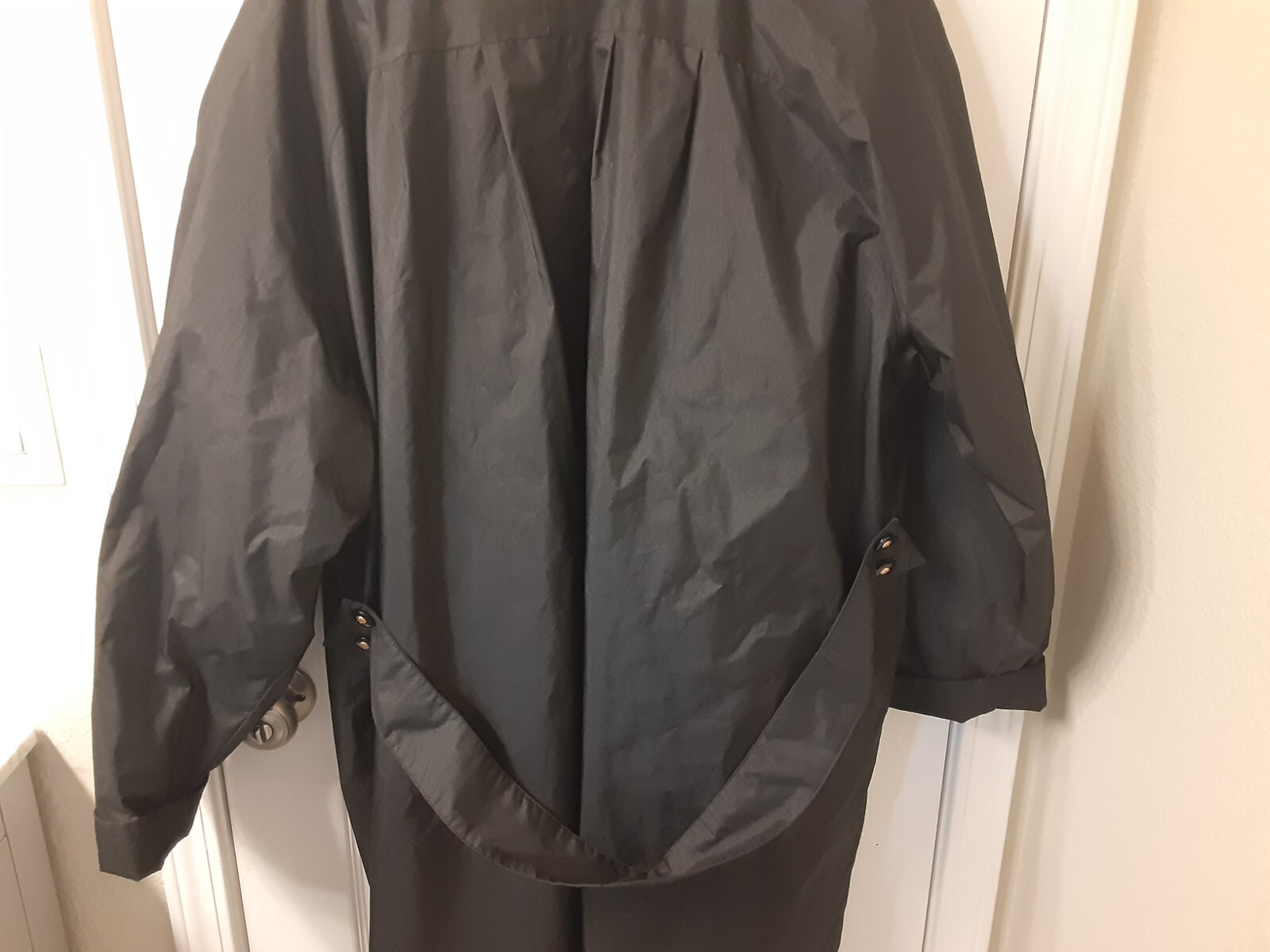 Vtg 90’s Current Seen Jacket Black Long Length Russian Trench Women’s 24W #S149