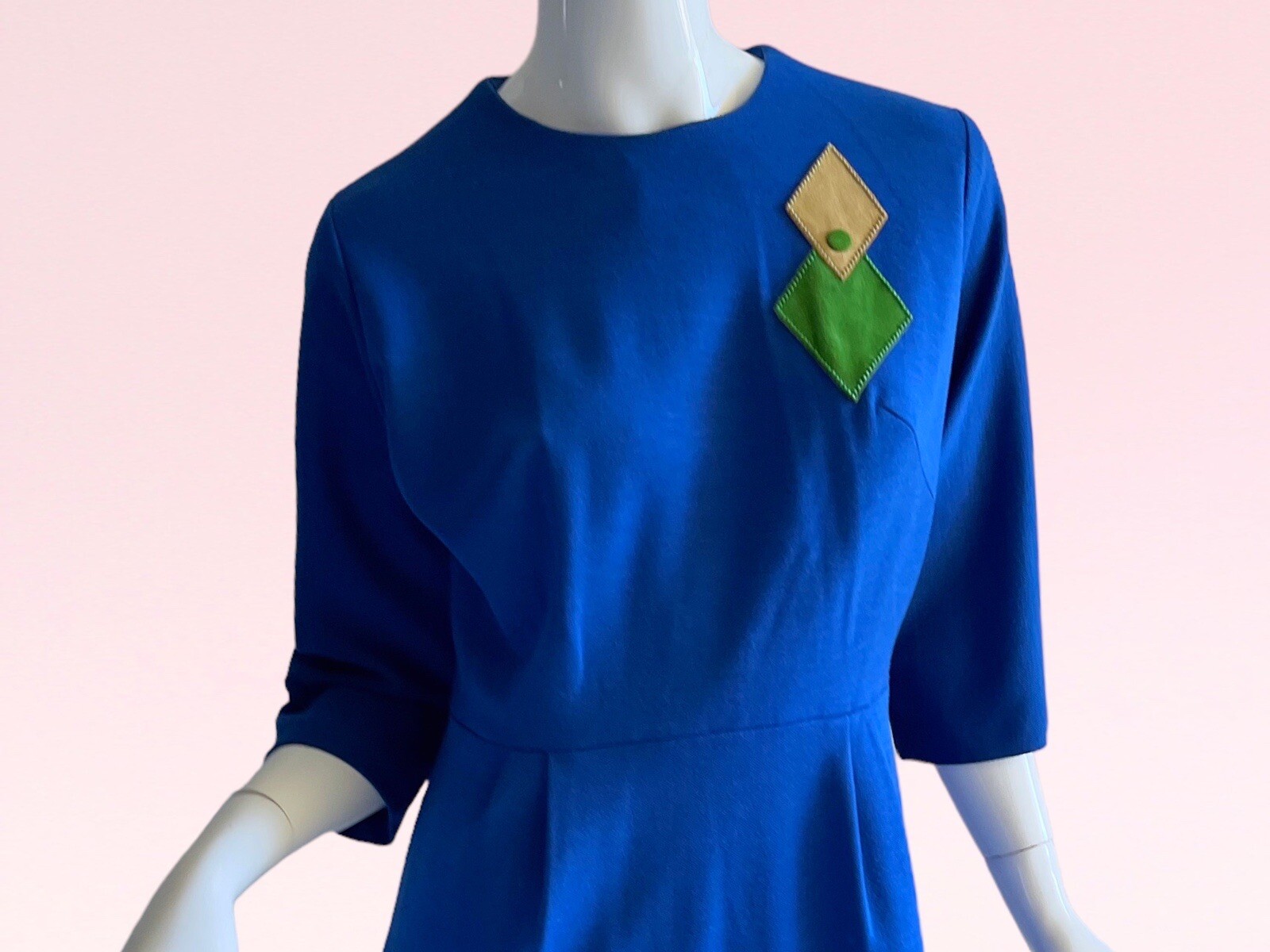 1950s Vintage Mid Century Modern Diamond Applique Mod Dress Medium