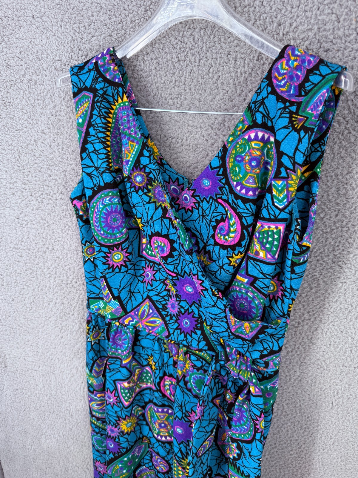 Vintage 60s 70s Maxi Dress Psychedelic Hippie Para Ti Union Made 13/14 Modern M