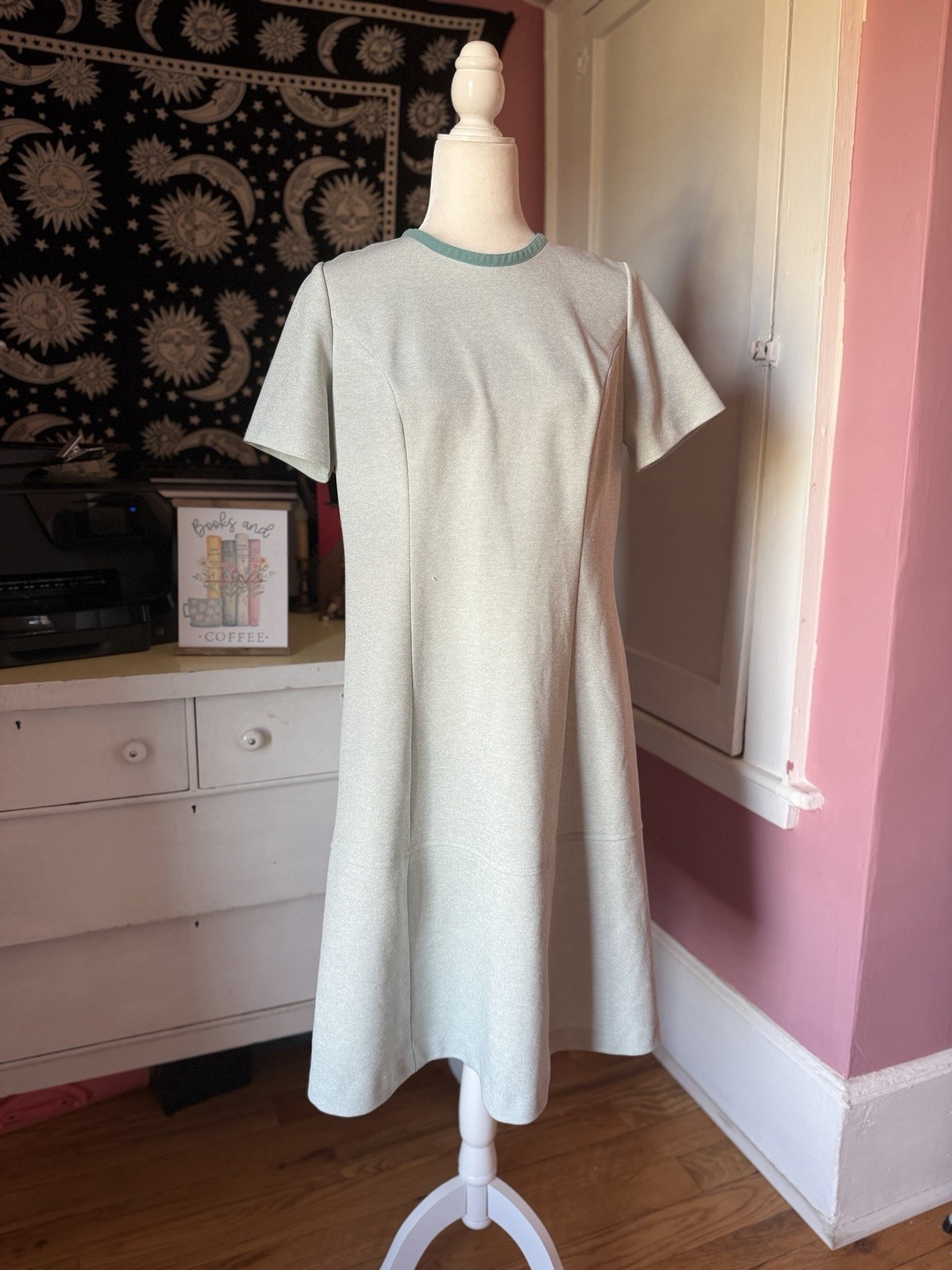 Original Vintage 1960s Green Summer Dress Size Medium Mad Men Style