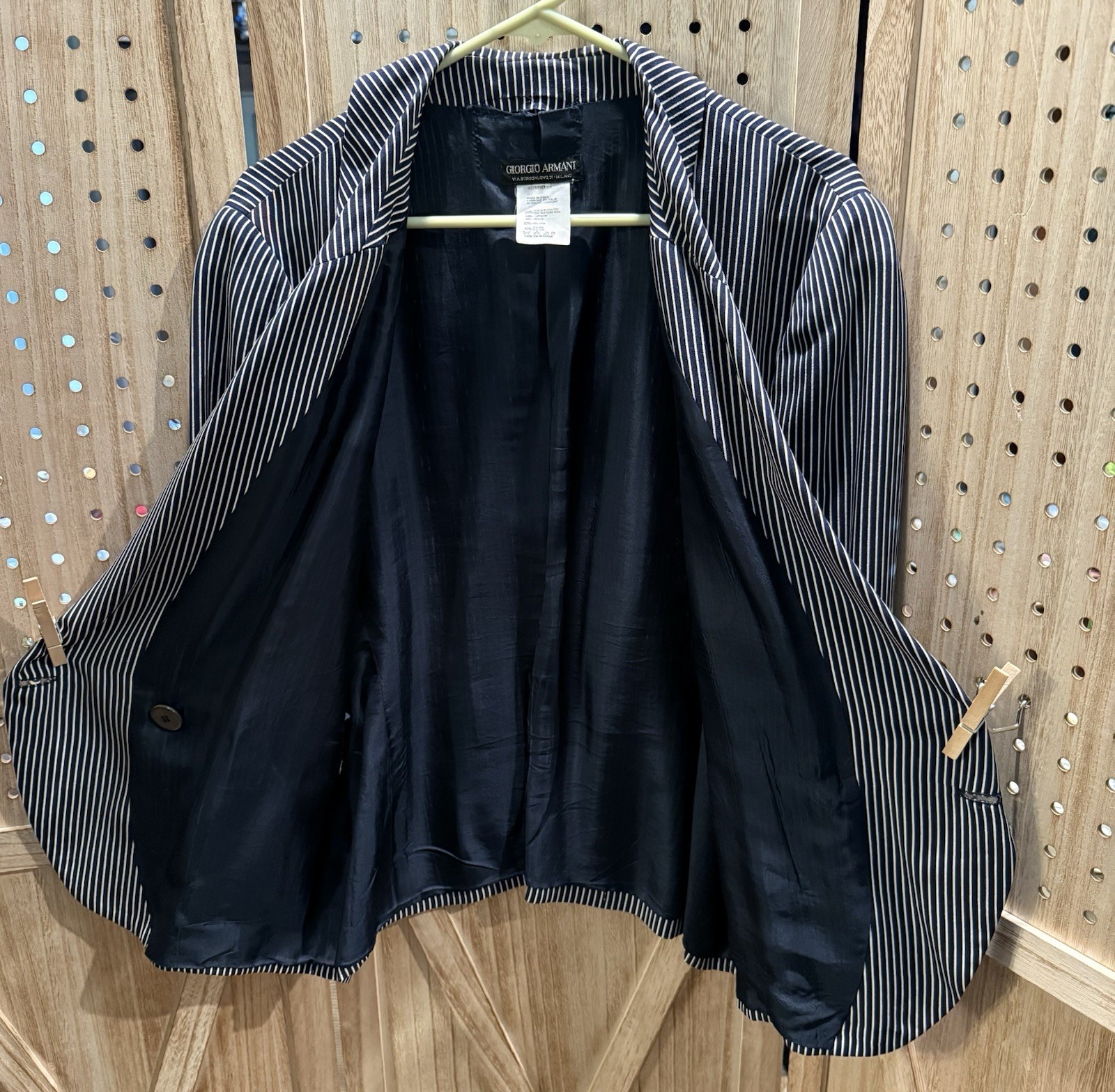 Vintage Giorgio Armani Striped Jacket Blazer Silk Women’s Size 46 US 10