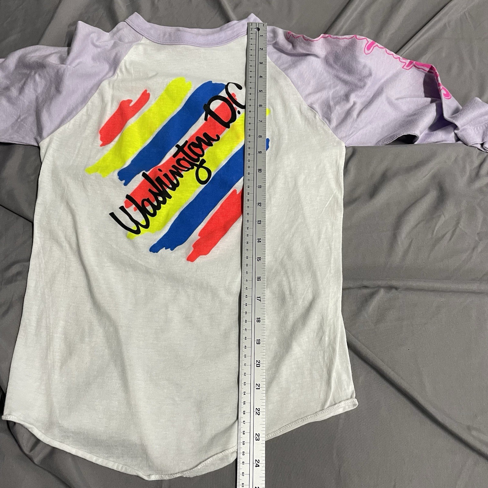 Vintage 80s Washington DC Raglan 3/4 Sleeve Shirt Womens Size Medium Made In USA