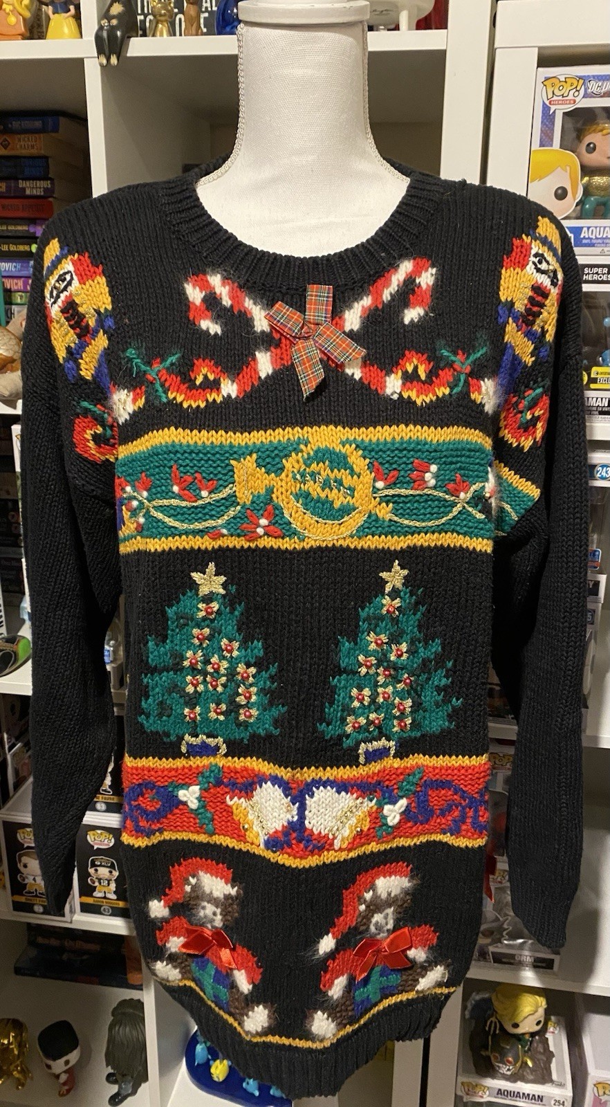 Vintage Croft & Barrow Hand Knitted Ugly Christmas Holiday Sweater Medium