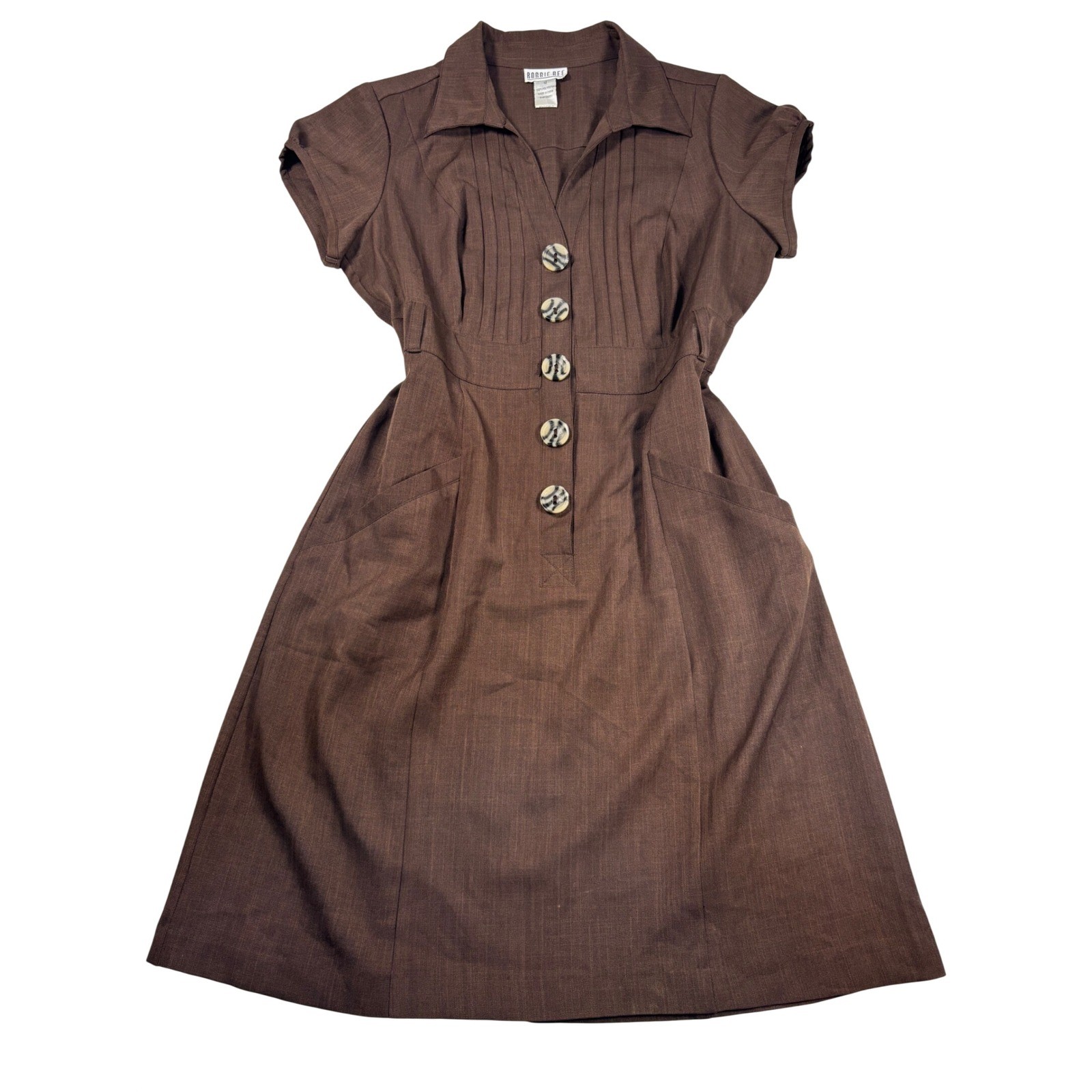 vintage robbie bee espresso brown midi dress corporate goth office siren chic