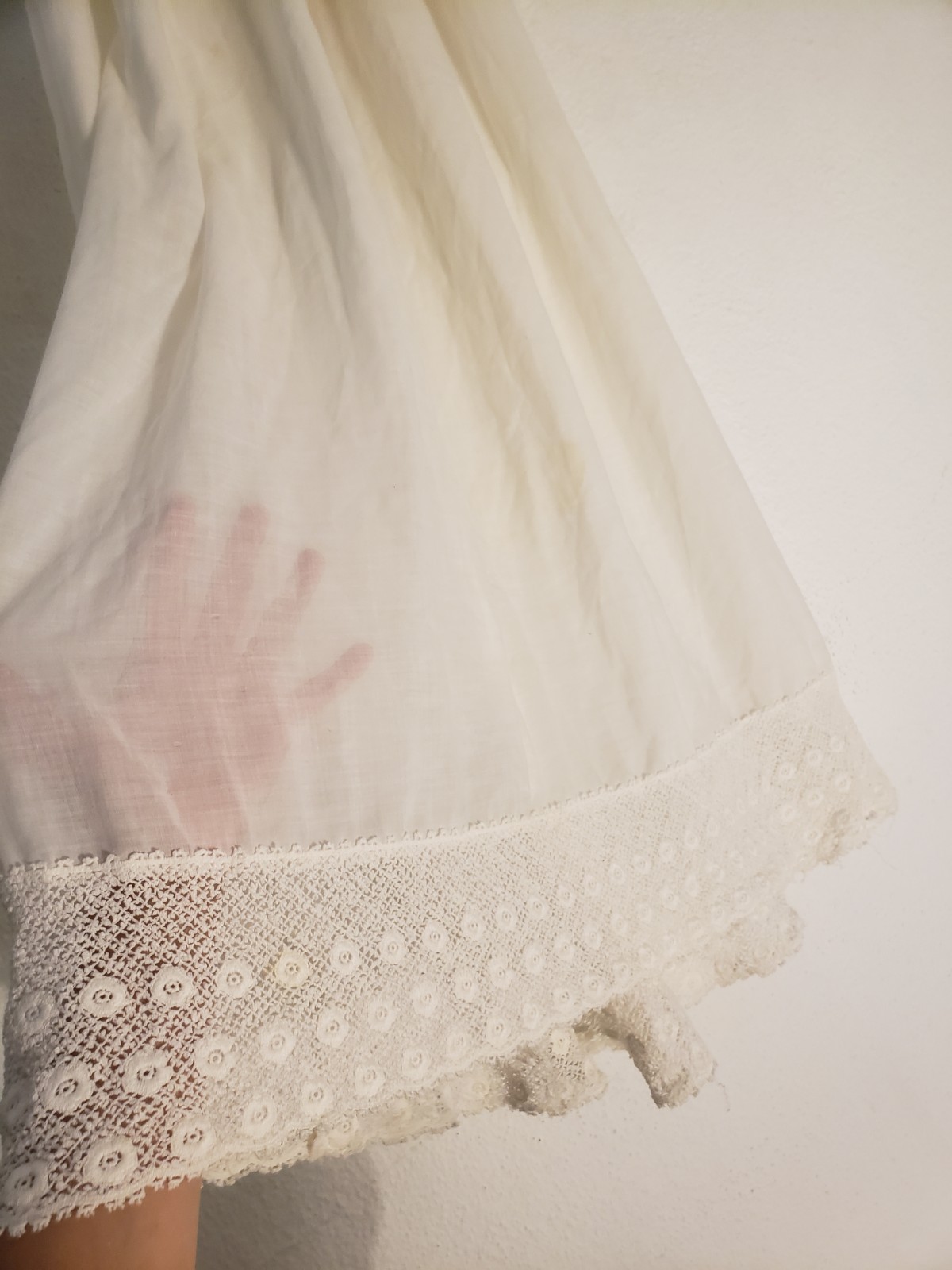 Vtg 60s 70s Iris Lingerie S White Flowy Cotton Gauze Maxi Dress Nightgown Lace