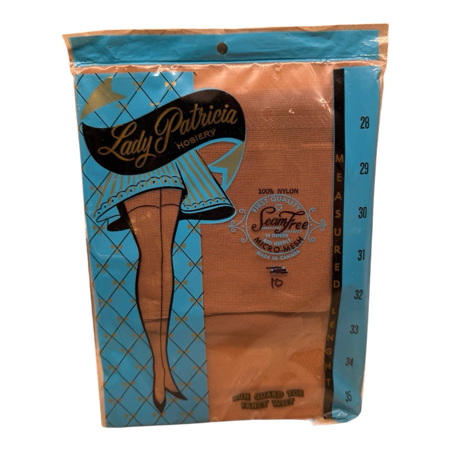 Vintage Lady Patricia Seamfree 400 Needle Micro Mesh Stockings Size 10 32”